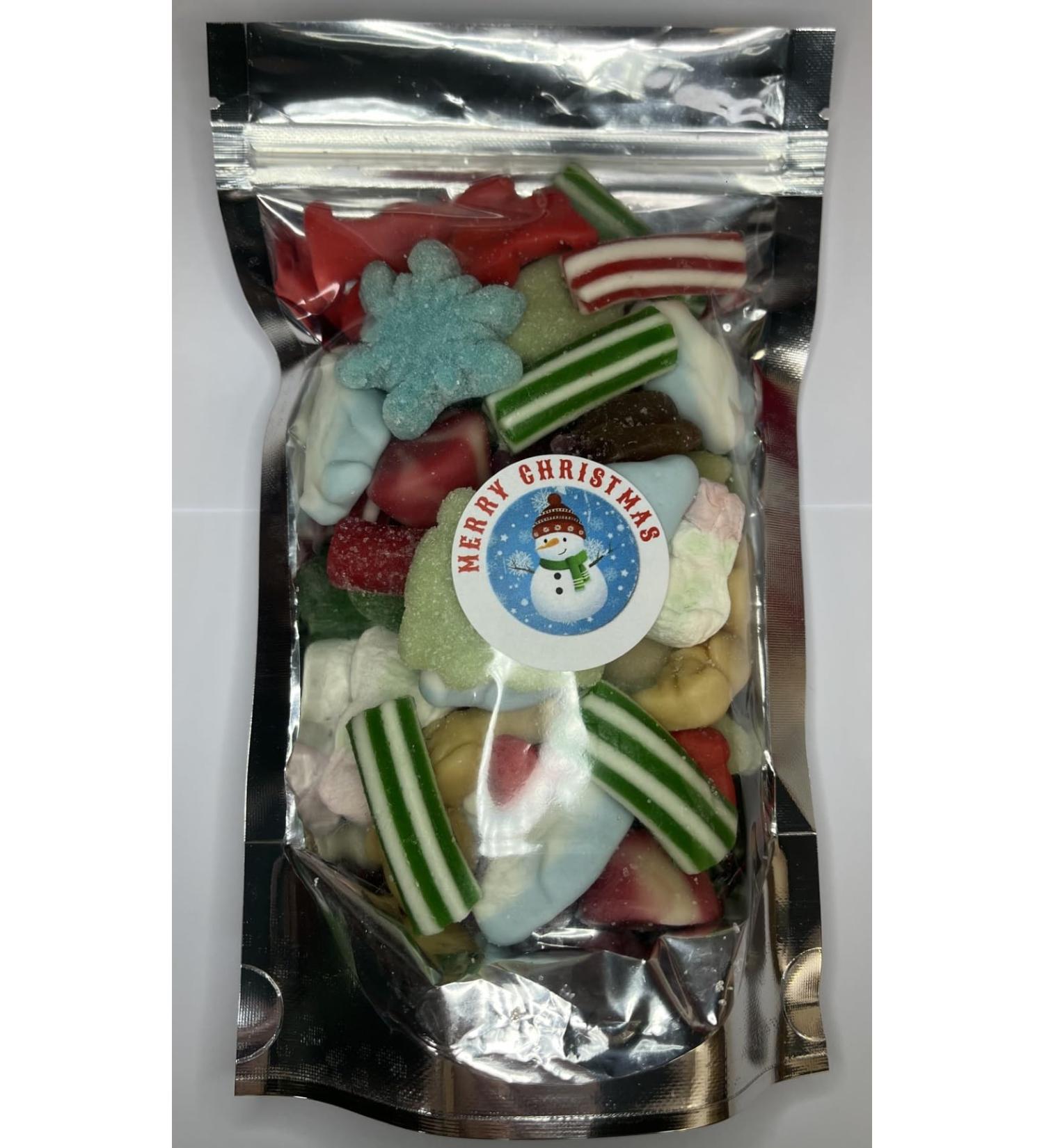 Merry Christmas Snowman Gummy Sweet Pick N Mix Gift Pouch Present 200g - Buy Online on GoSupps.com