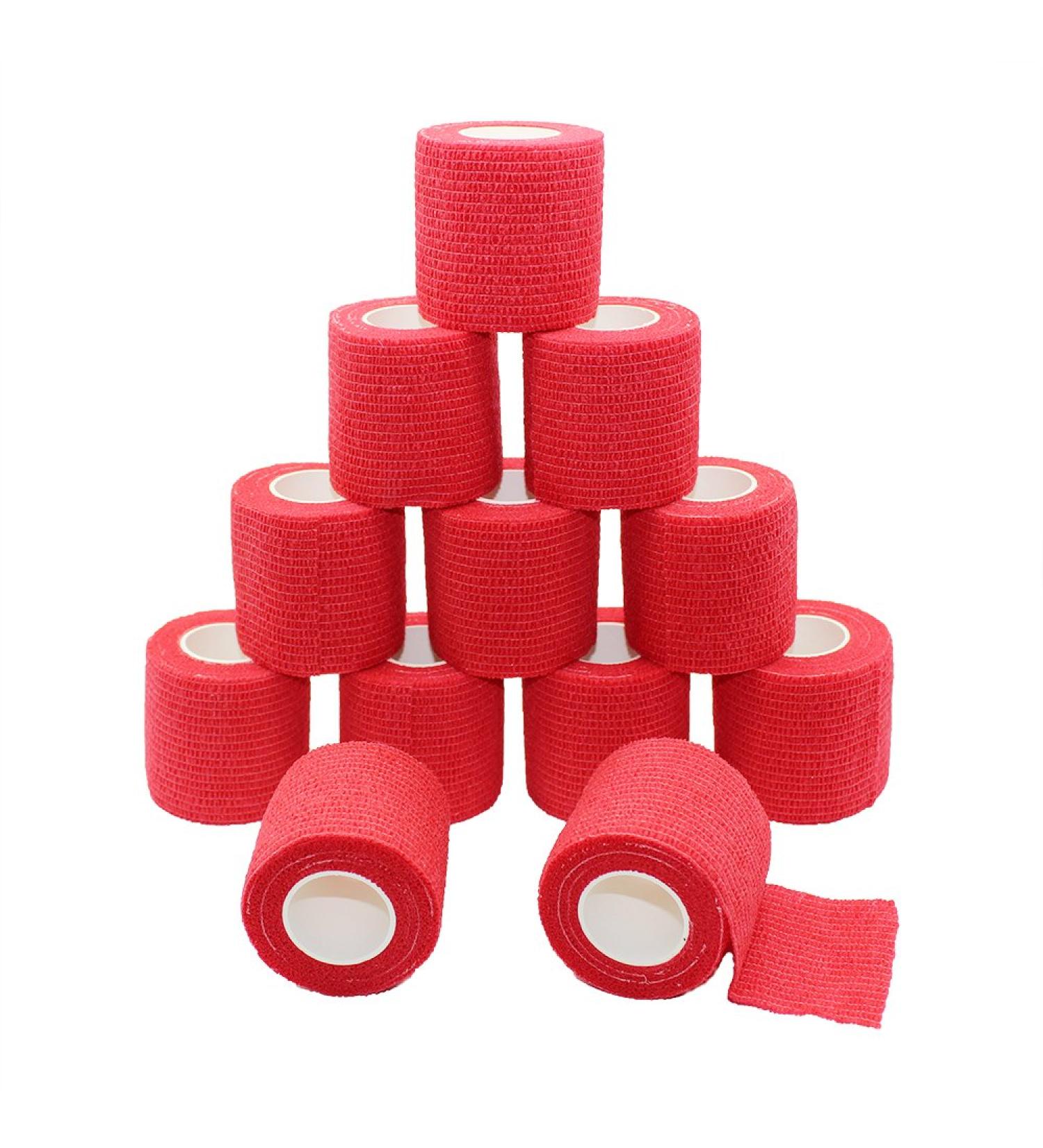 Fuluning Self-Adhesive Sports Tape - Strong 5cm Bandage for Wrist 12 Rolls Red | International Shipping - Buy Online on GoSupps.com