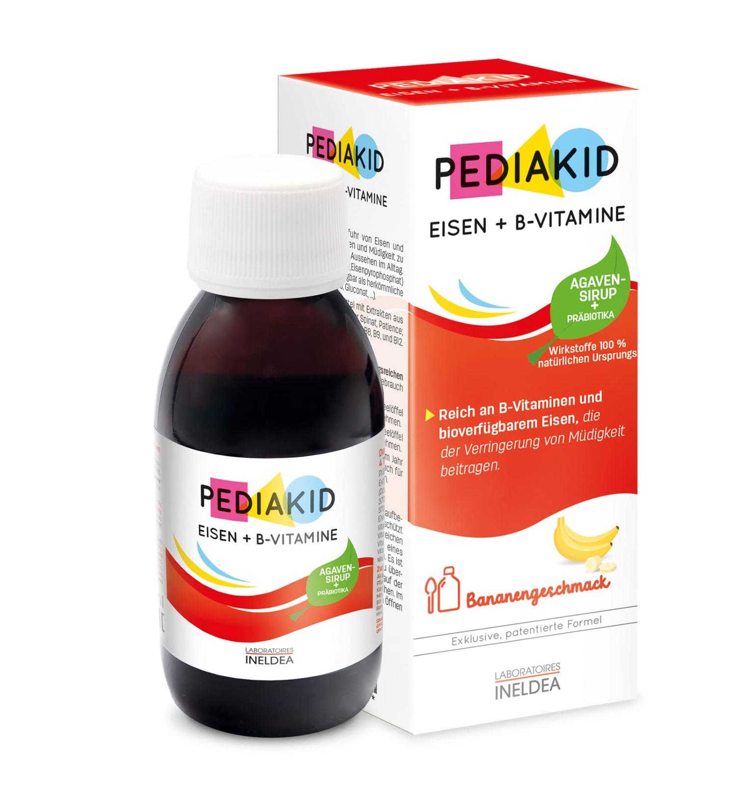 Pediakid Iron + B Vitamins - Improve Iron Intake & Combat Fatigue - 125 ml (1 Pack) - Buy Internationally - Buy Online on GoSupps.com