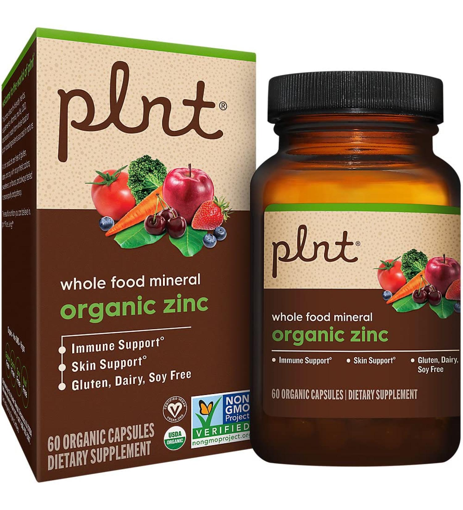 Organic Zinc Whole Food Mineral Formula for Immune & Skin Support (60 Organic Capsules) - Buy Online on GoSupps.com