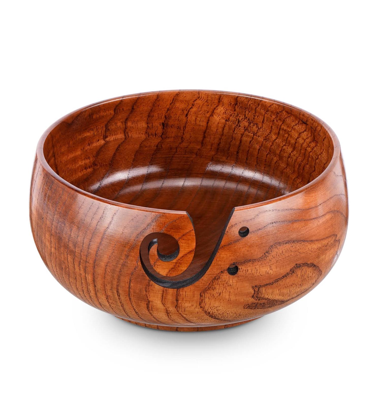 Handmade Wooden Yarn Bowl with Holes - Perfect Yarn Holder for Crocheting - Mothers Day Gift - 6 x 3 Classic Design - Buy Online on GoSupps.com