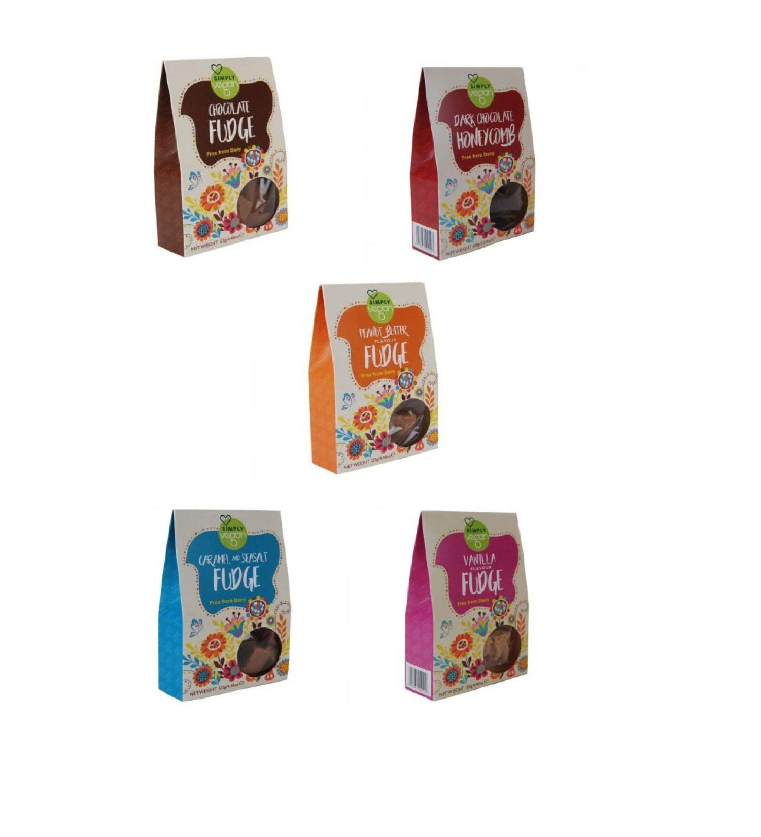 Bysel Vegan Confectionery Gift Box Selection including a range of fudge in various flavours and dark chocolate honeycomb - Buy Online on GoSupps.com