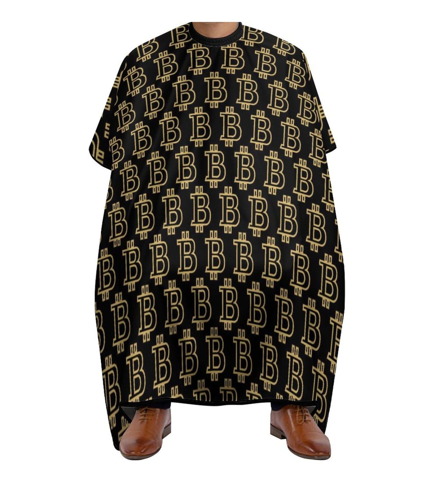 Custom Waterproof Bitcoin Sign Barber Cape - Adjustable Hair Cutting Apron for Stylish Grooming - Buy Online on GoSupps.com