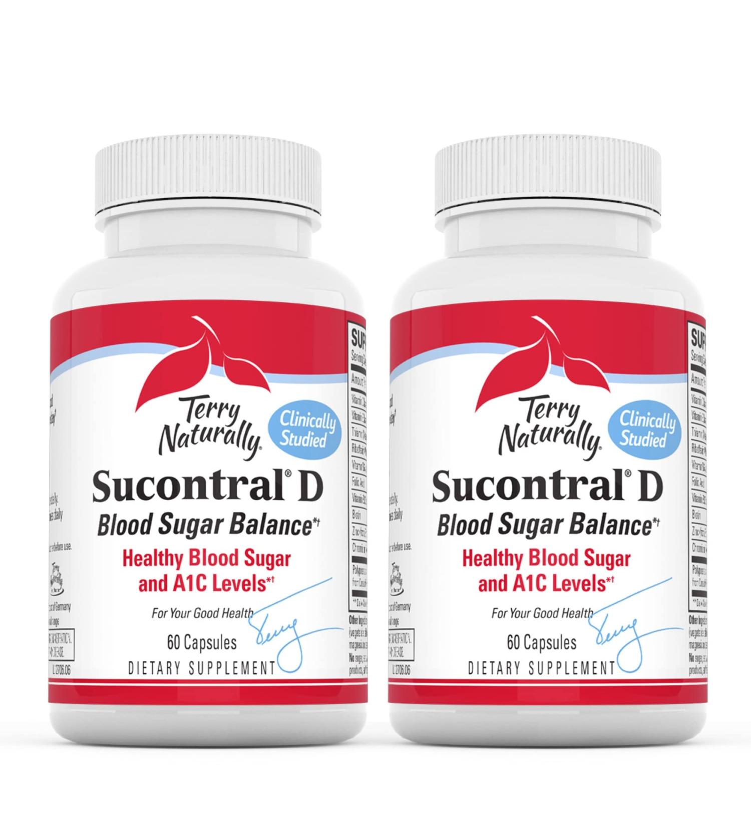 Terry Naturally Sucontral D 60 Capsules x2 - 20mg Hintonia Latiflora - Support Carbohydrate Metabolism - Non-GMO Gluten Free - 120 Servings - Buy Online on GoSupps.com