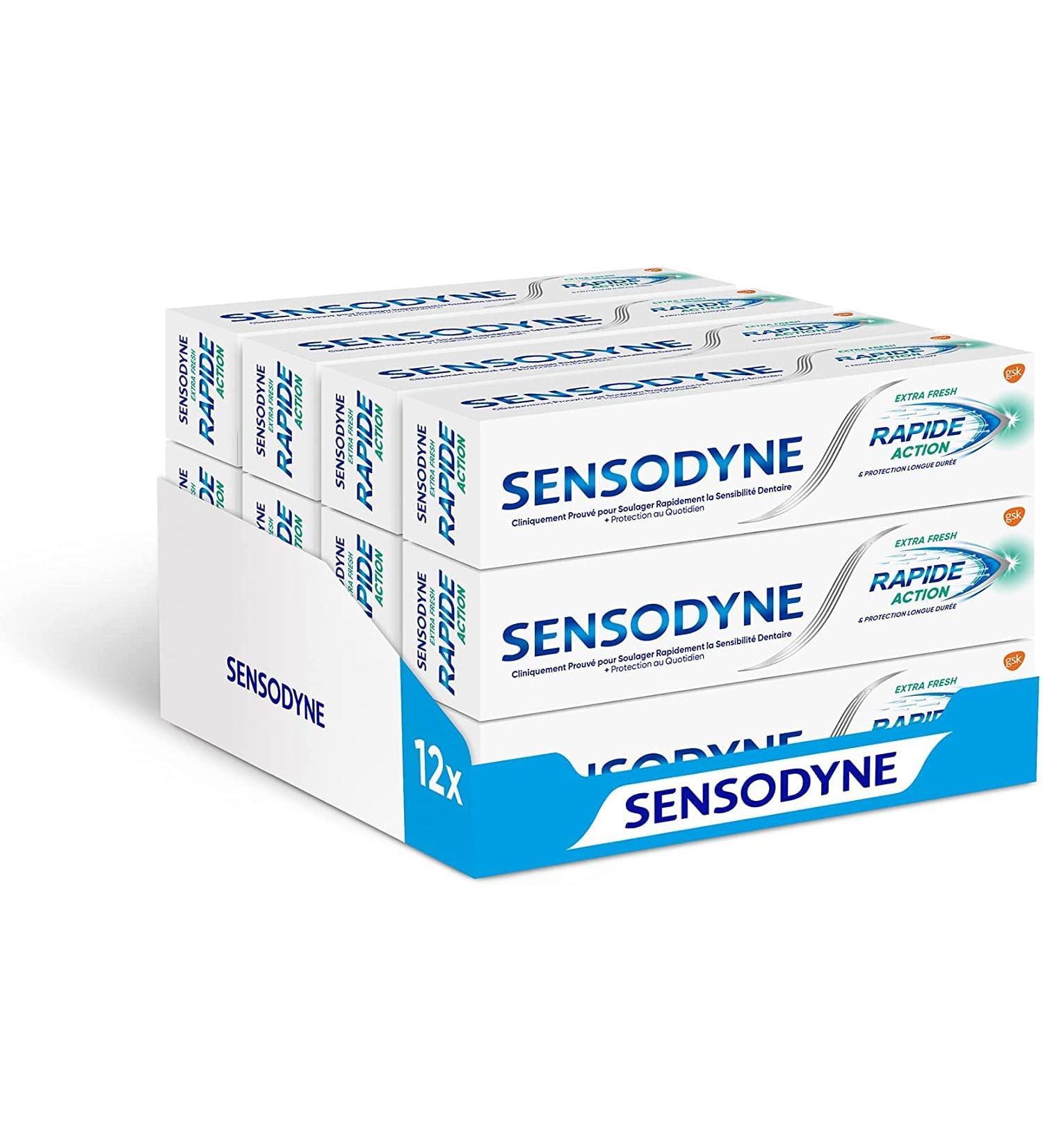 Sensodyne Extra Fresh Rapid Action Toothpaste Fast Relief and Long-Lasting Protection Limits Tooth Sensitivity Pack of 12x75 ml - Buy Online on GoSupps.com