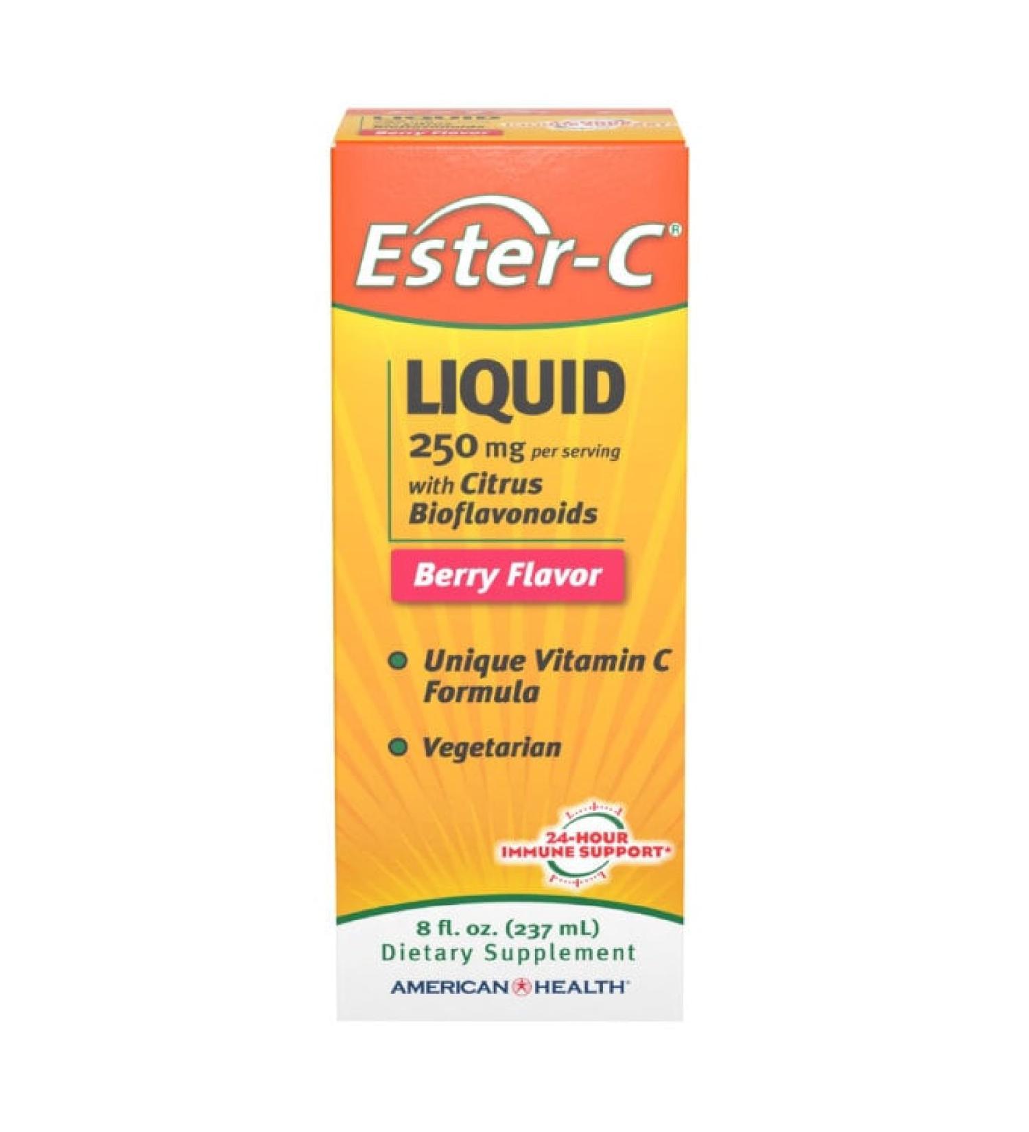 American Health Ester-C 250mg with Citrus Bioflavonoids - 8 fl oz | Immune Support | Vegetarian, Gluten-Free - Buy Online on GoSupps.com