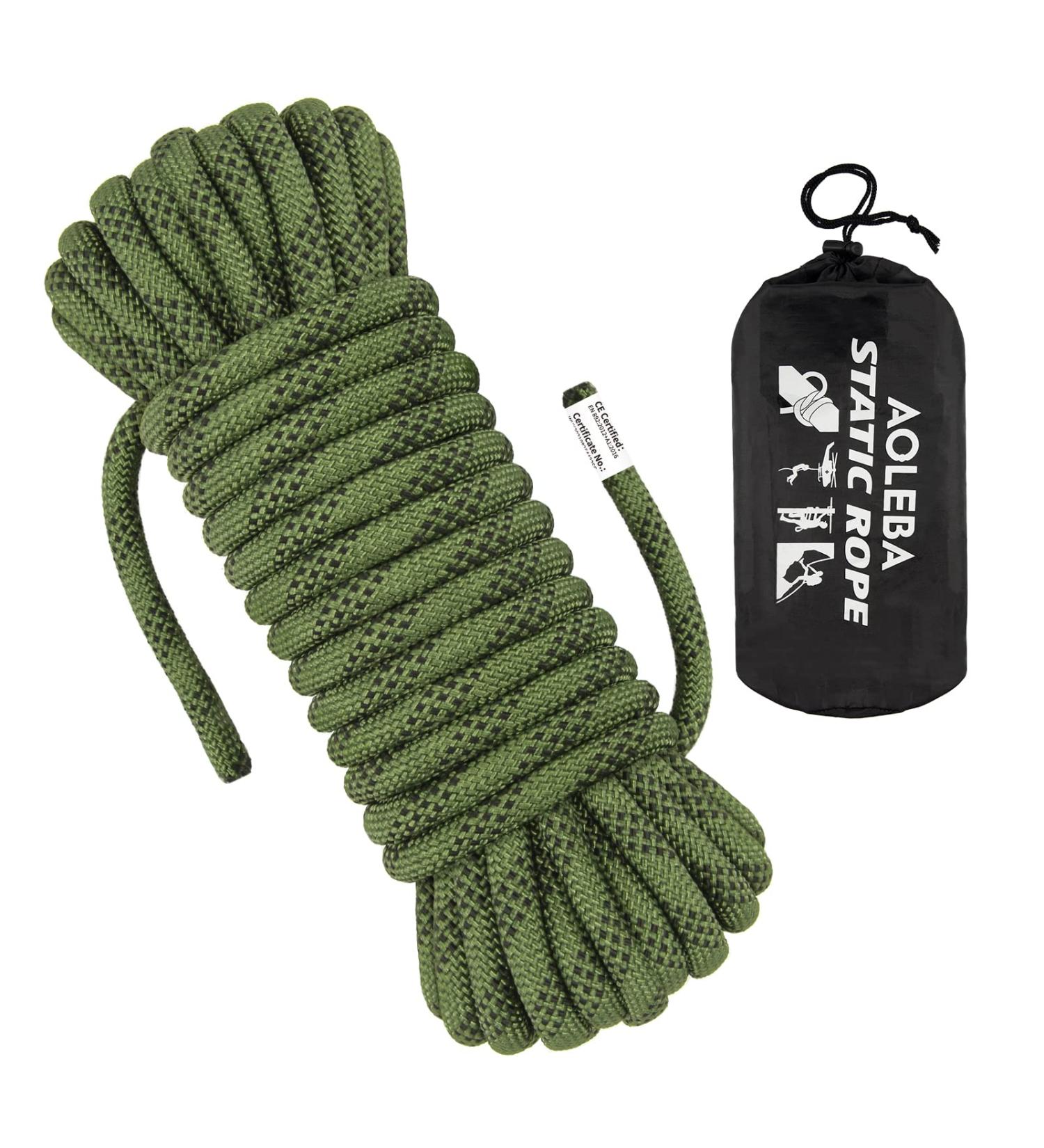 AOLEBA 10.5mm Static Climbing Rope - Outdoor Rock Climbing, Ice Climbing, Fire Rescue - Green (10M-70M) - Buy Online on GoSupps.com
