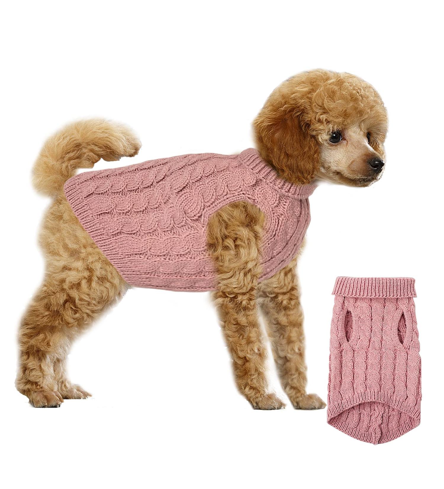 Cozy Pink Dog Sweater - Winter Turtleneck Knit for Small & Medium Pets | Warm Cat & Dog Pullovers - Shop Internationally! - Buy Online on GoSupps.com