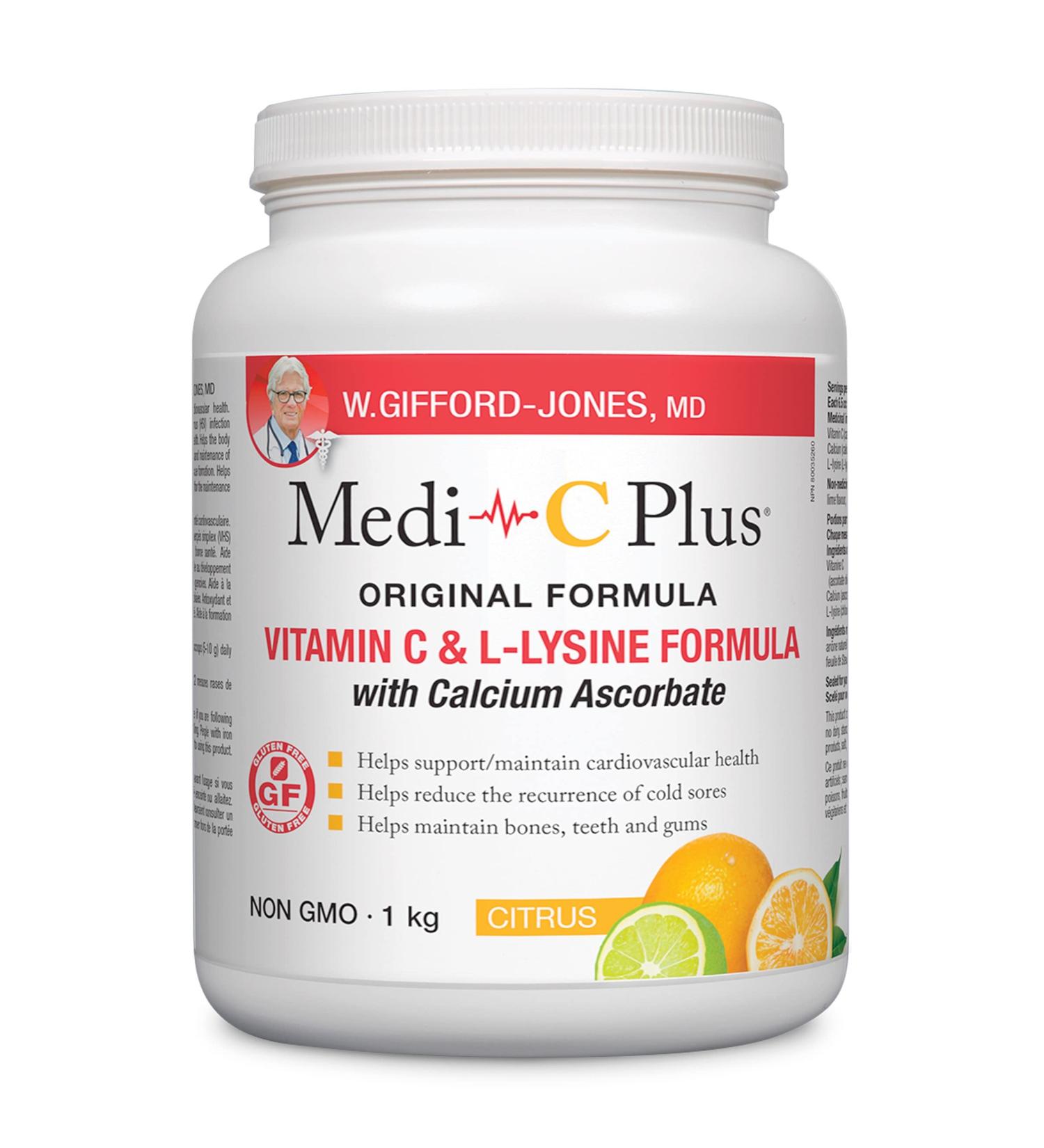 Preferred Nutrition Medi C Plus Citrus with Calcium Powder Vitamin C & L- Lysine Formula (1kg C) - Buy Online on GoSupps.com