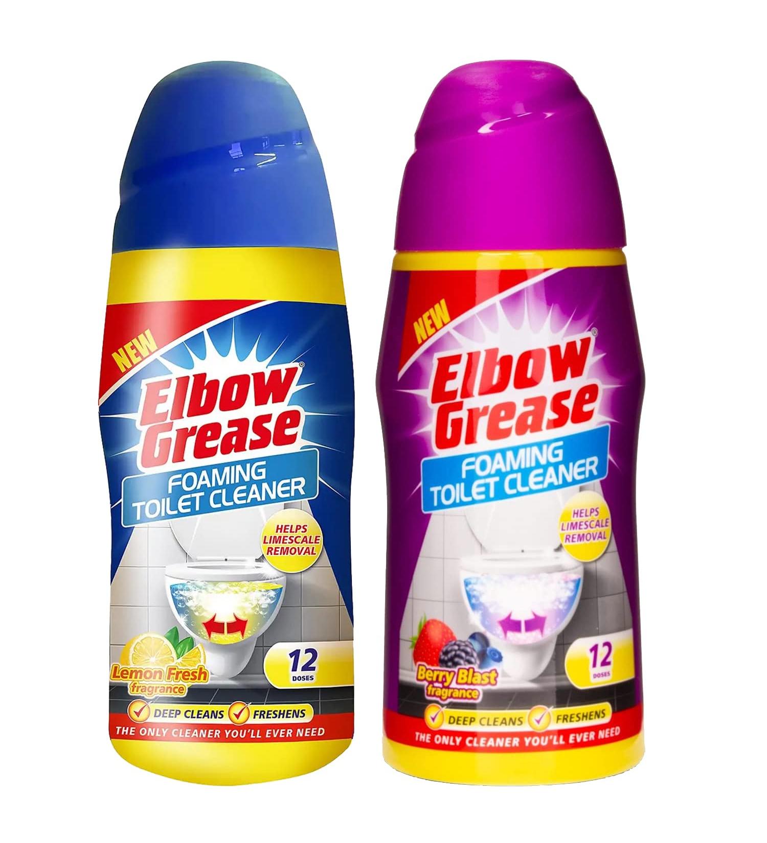 Set of Elbow Grease Foaming Toilet Cleaner Lemon Fresh + Berry Blast Fragrance Deep Cleaning Action Powder Cleaning Foam and Extra Freshness Toilet Cleaner (500g) - Buy Online on GoSupps.com