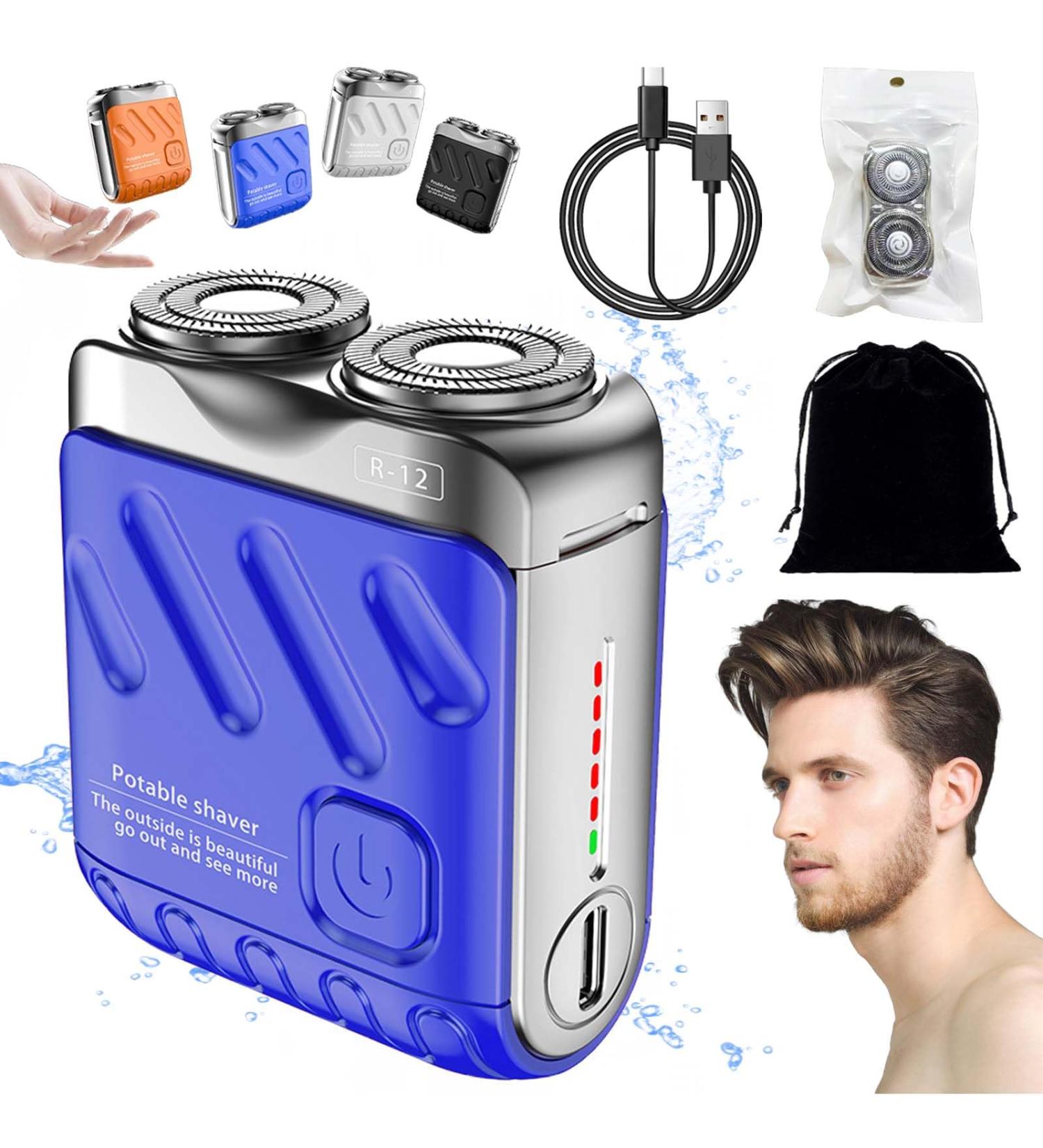 Beard Shaver Traveler Mini and Portable Suitcase Design Double-Ring Magnetic Cutter Men's Favorite Portable Mini Electrict Shaver PX7 Waterproof Razor Pocket Size USB Rechargeable (Blue) - Buy Online on GoSupps.com