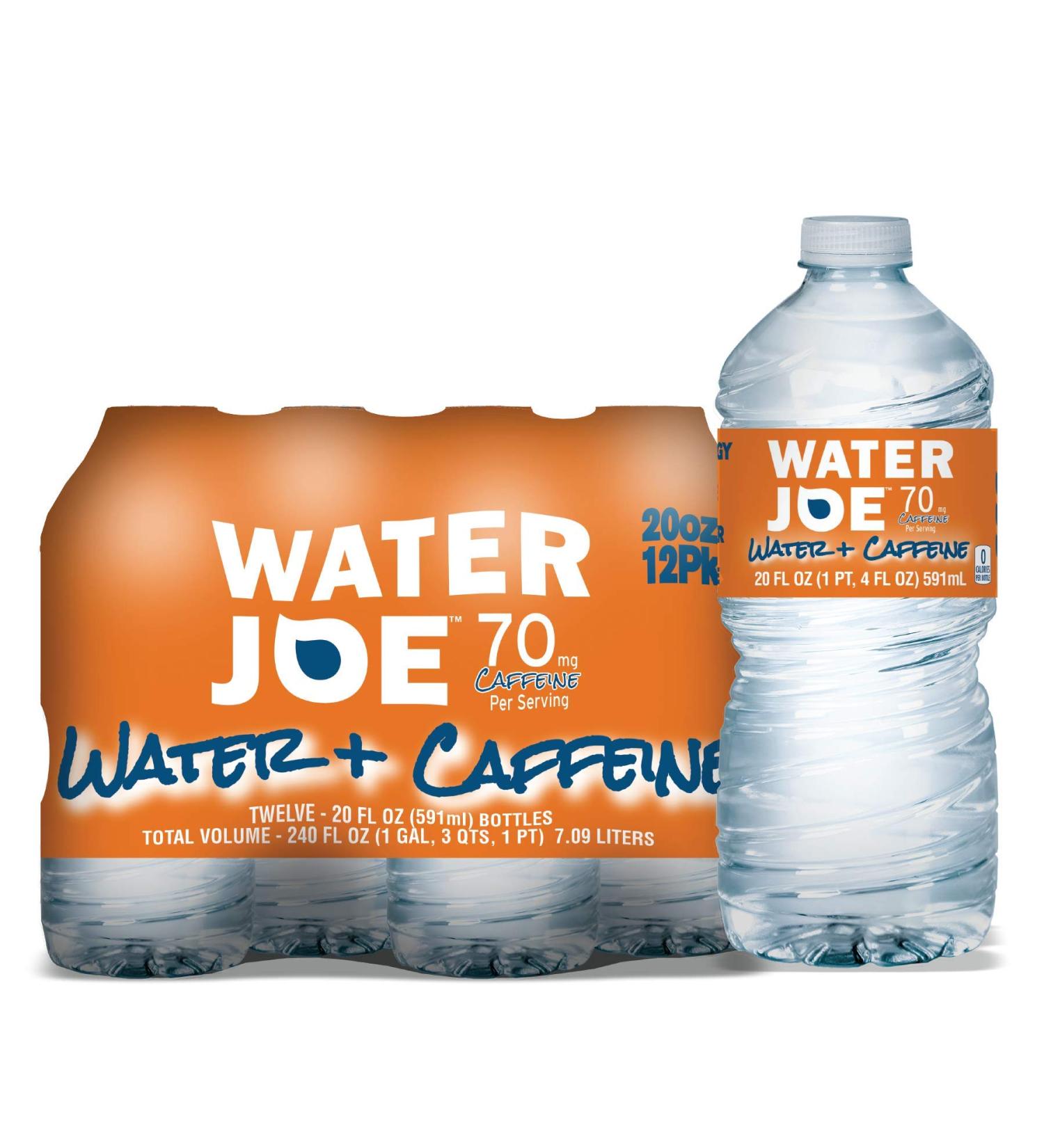 Water Joe Caffeinated Water (12 Pack) - 20 Oz Bottles | 70mg Caffeine, Sugar-Free Energy Drink Alternative - Buy Online on GoSupps.com