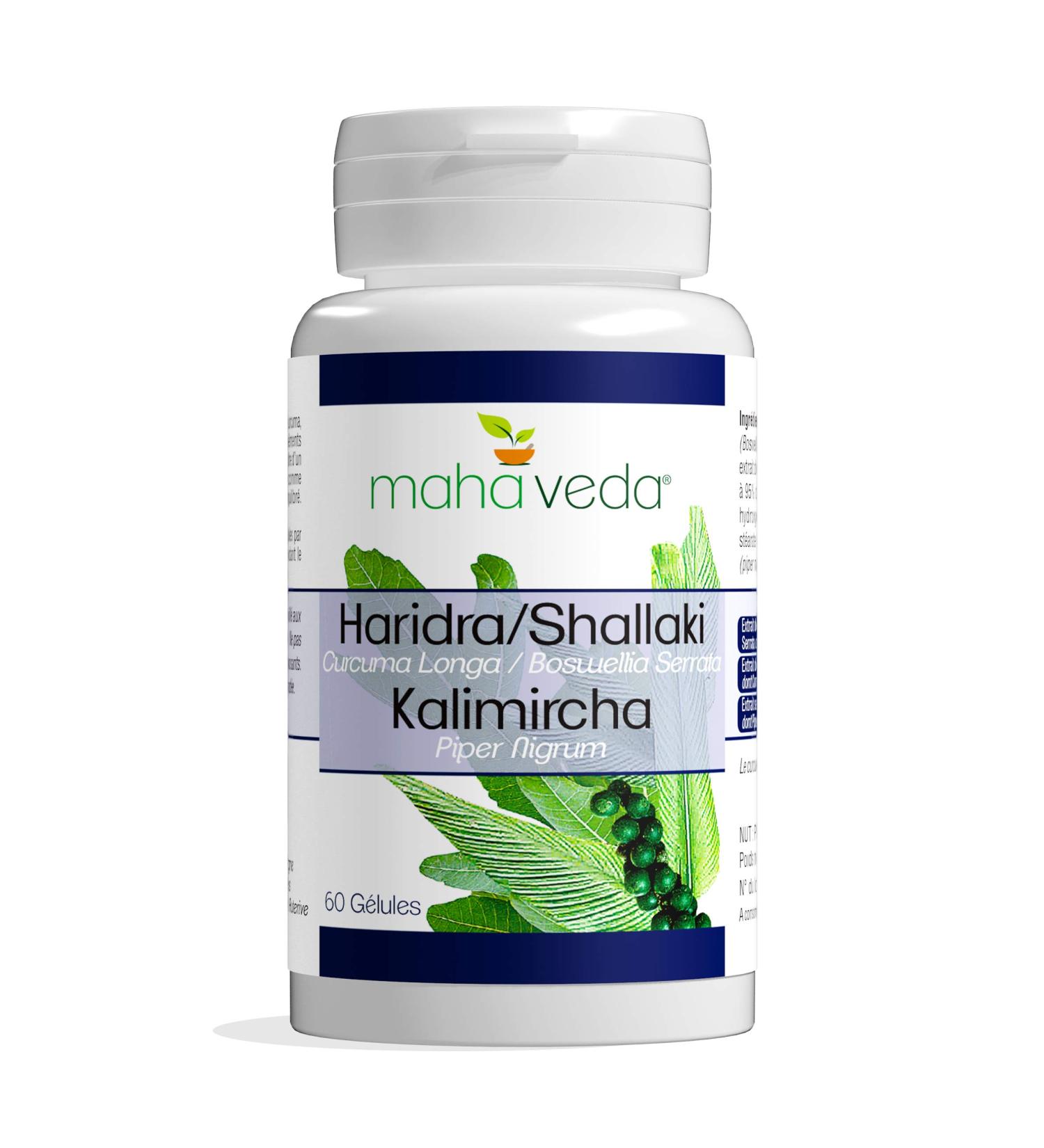 Turmeric Black Pepper and Boswellia for Joints and Muscles - Turmeric Piperine Capsules - Haridra Shallaki Kallimircha - Reinforced Dosage - 60 Capsules - Made in France - Buy Online on GoSupps.com