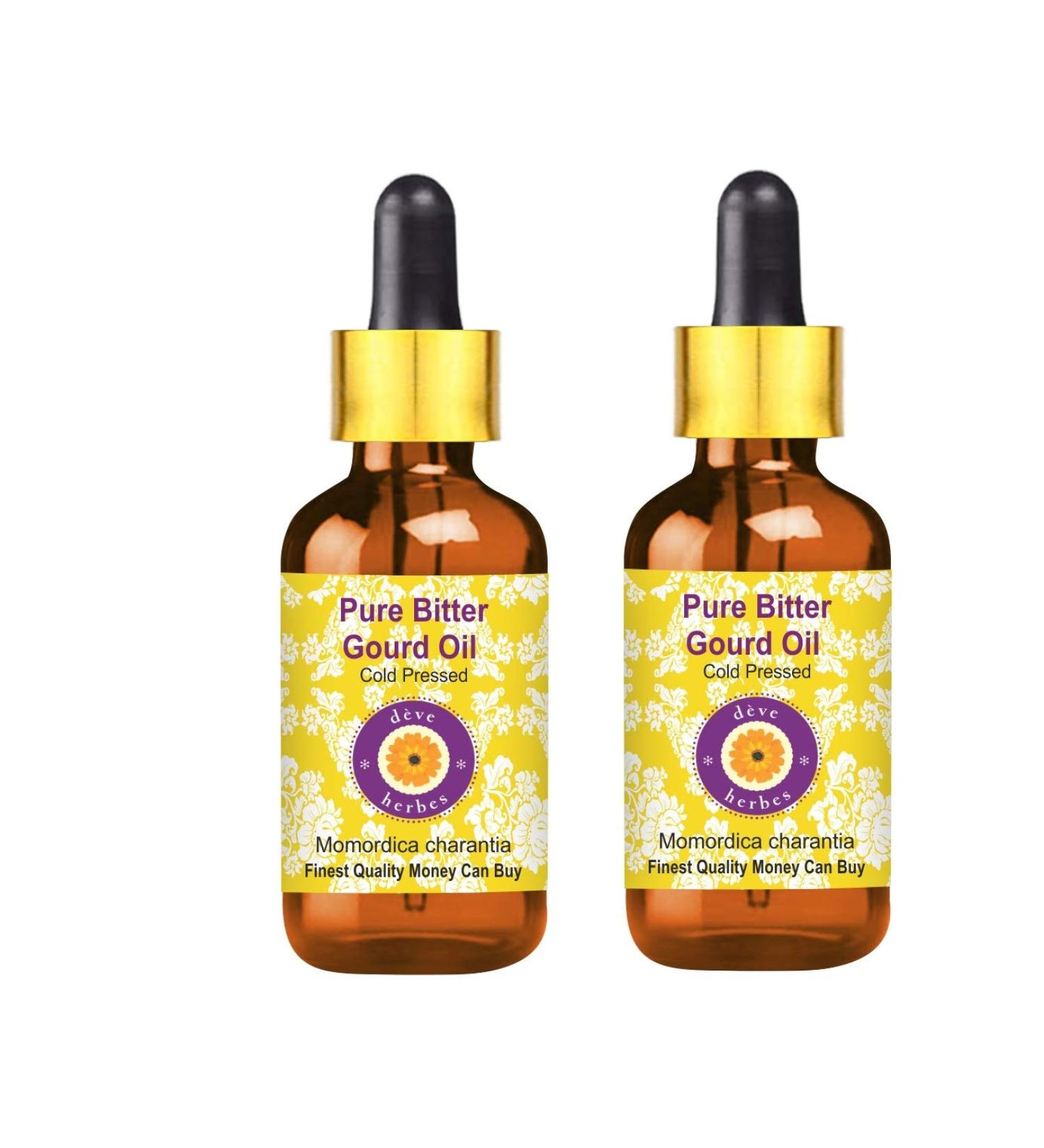 Buy Deve Herbes Pure Bitter Pumpkin Oil 100ml x 2 | Natural Cold-Pressed Oil with Glass Dripper | Therapeutic Quality - Buy Online on GoSupps.com