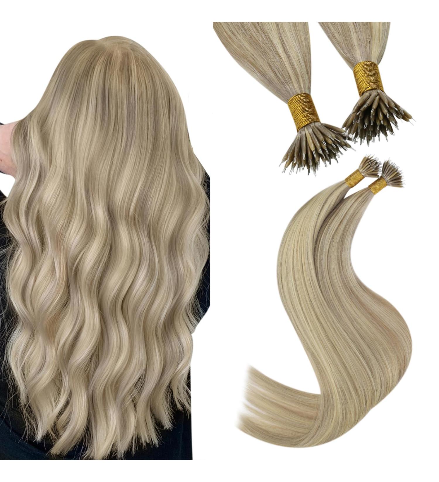 Buy Youngsee Nanoring Extensions - Real Hair Blonde Nano Rings 45cm 50g - Gold Blonde #16/24 Smooth & Easy to Use - Buy Online on GoSupps.com