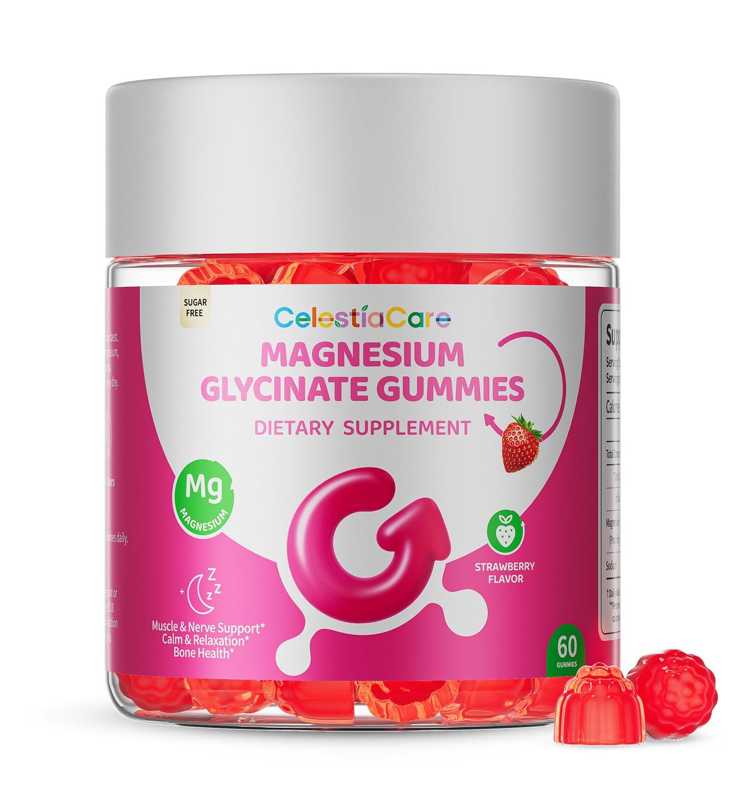 Magnesium Glycinate Gummies, High Absorption, Muscle & Nerve Support, Calm & Relaxation, Bone Health, Zero Sugar, Vegan, Gluten Free, 60 Count - Buy Online on GoSupps.com