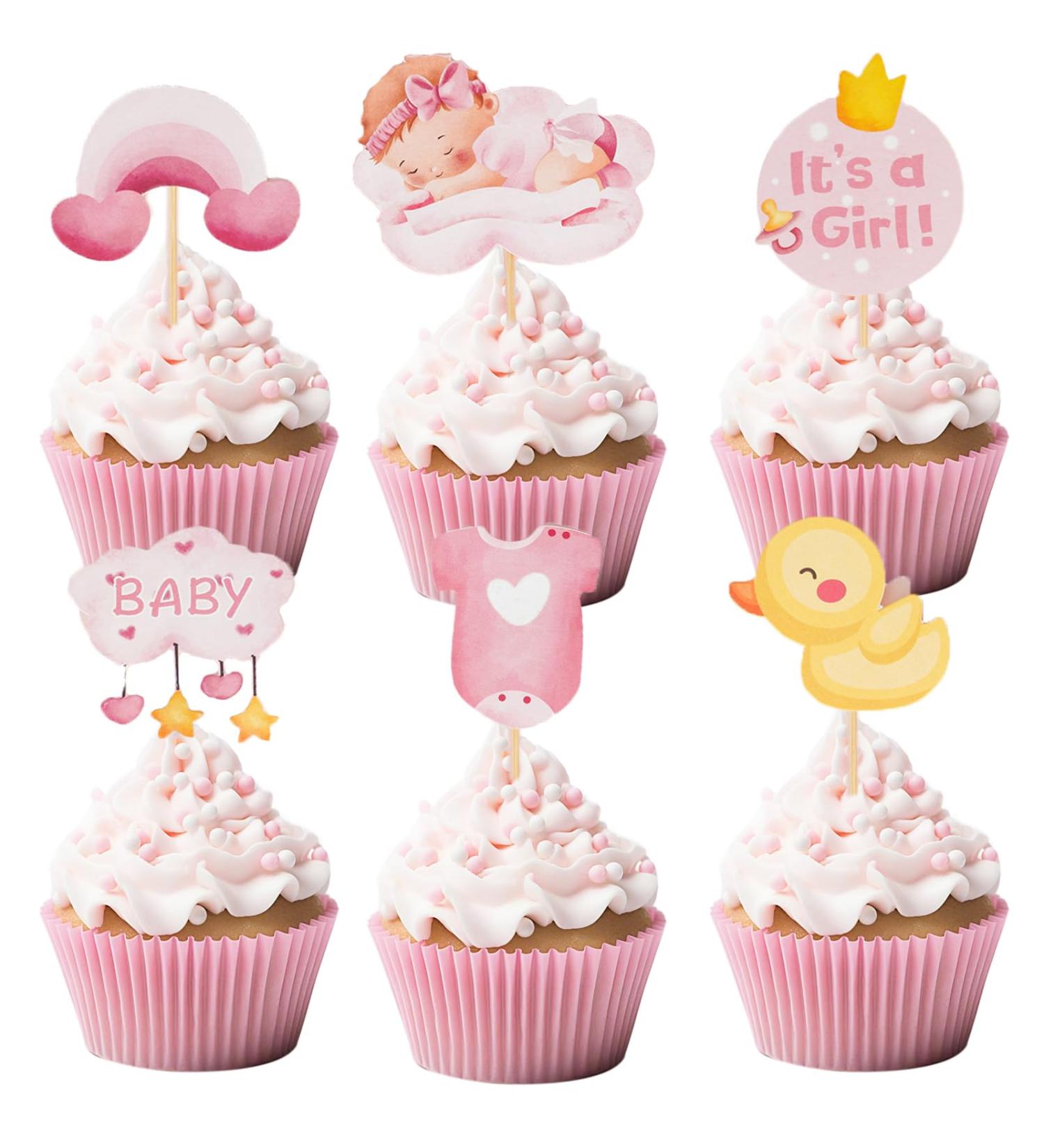 24 Pcs It's a Girl Cupcake Picks Cake Decoration for Pink or Blue It's a Girl Sweet Baby Gender Reveal Cupcake Picks Baby Shower Kids Girls Birthday Party Cake Decorations Supplies (Pink) - Buy Online on GoSupps.com