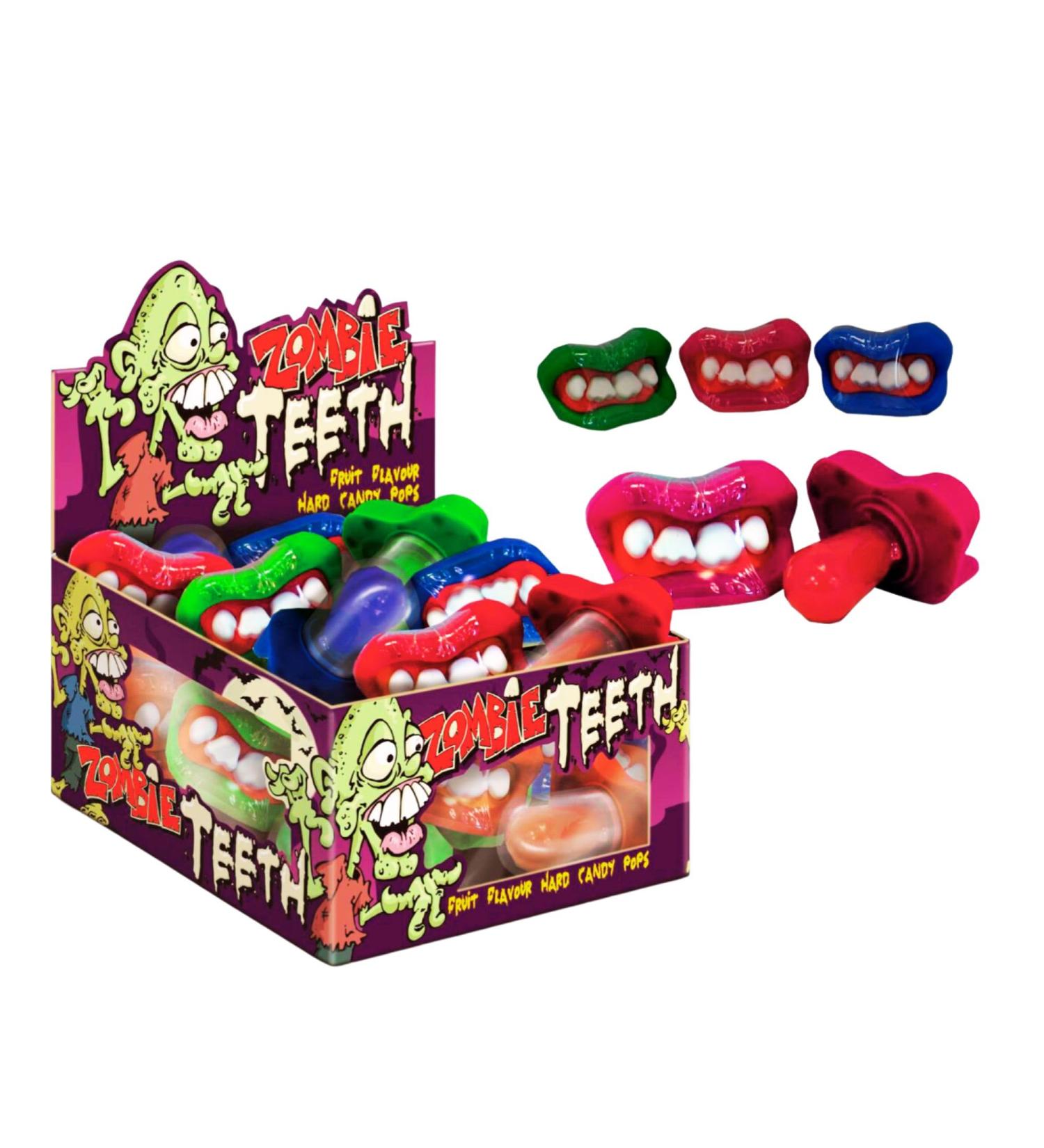 Halloween Trick or Treat Sweets - Fruit Flavoured Hard Candy Zombie Halloween Candy Teeth Pop - Pack Of 15 (Vegetarian/Vegan) - Individually Wrapped - Buy Online on GoSupps.com