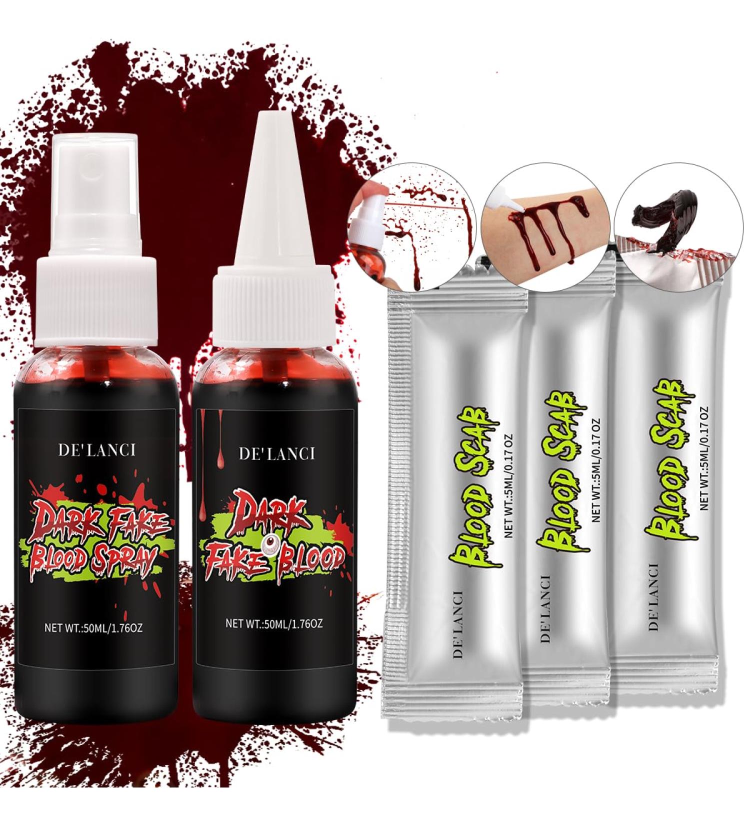 Shop La Catrina Halloween Fake Blood Makeup Kit - Realistic SFX Blood Spray & Dripping Blood for Zombie Vampire Monster Costumes | Washable Special Effects Makeup - Buy Online on GoSupps.com