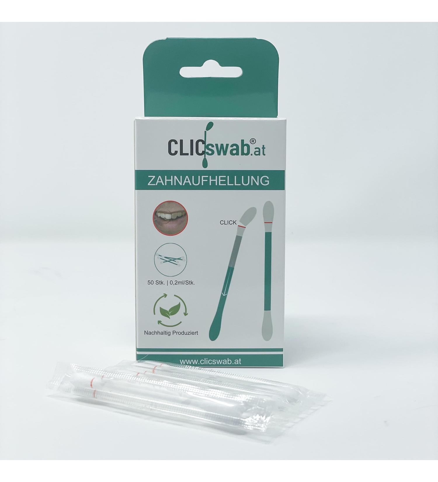 Clicswab Teeth Whitening Kit - 50 Natural Serum Swabs for Effective Brightening & Affordable Tooth Whitening - Buy Online on GoSupps.com