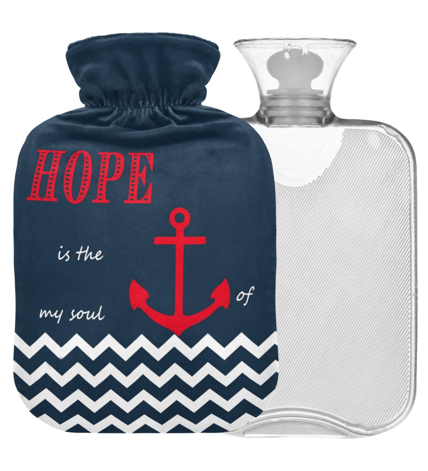 Naanle Chevron Anchor Hot Water Bottle | 1L Transparent Heat Bottle for Bed & Feet Warmer | Pain Relief & Cold Therapy - Buy Online on GoSupps.com