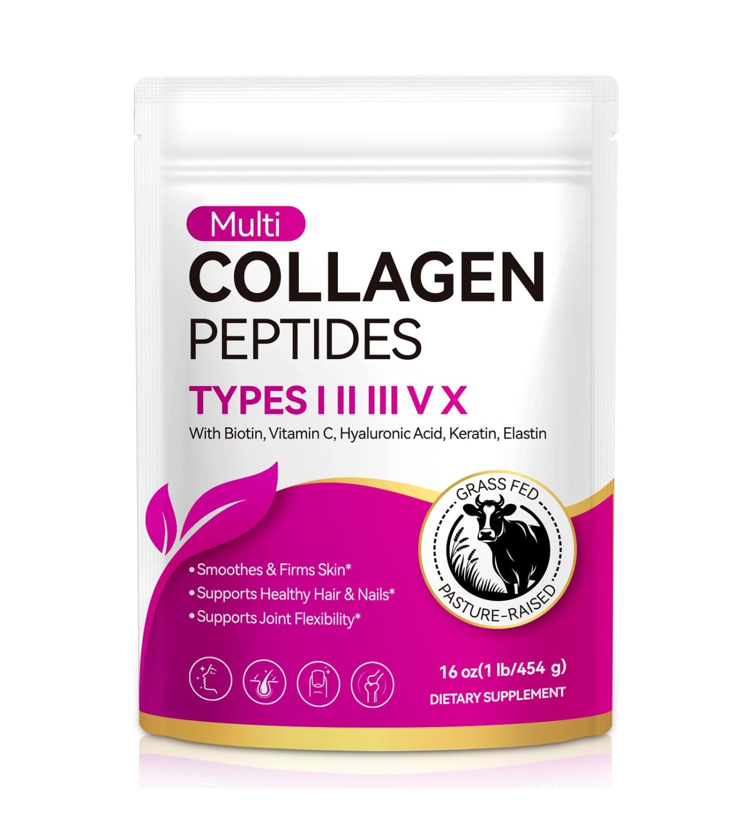 LTQXGT Multi Collagen Peptides Powder - Hydrolyzed for Better Absorption, Unflavored Collagen Peptides Supplement for Skin, Hair, Nails & Joint Support - Grass-Fed (16 oz) - Buy Online on GoSupps.com