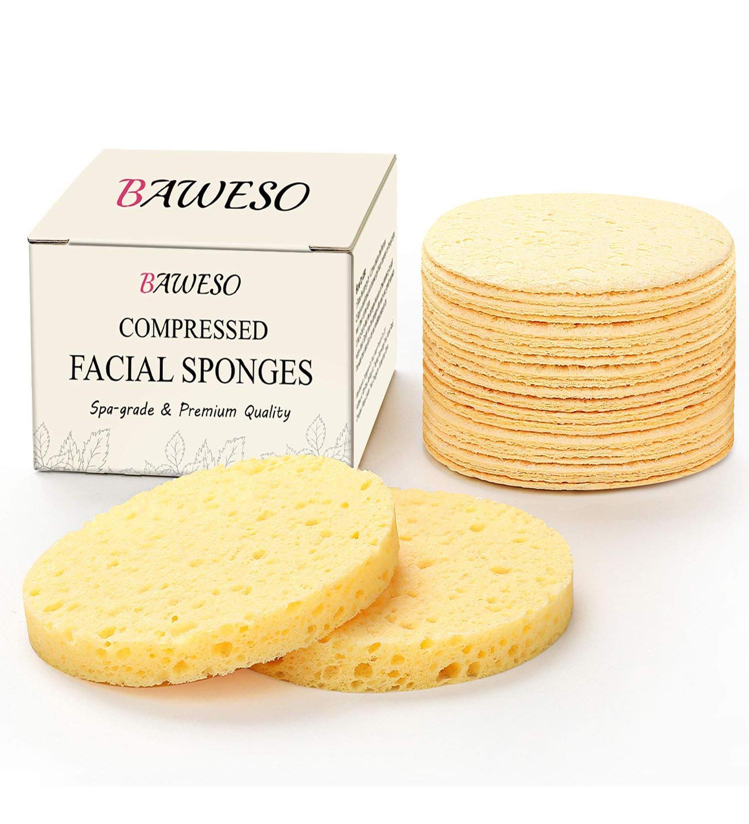 100% Natural Compressed Cellulose Facial Sponges - Reusable Bigger / Thicker Spa Pads for Face Deep Cleansing and Exfoliation - 20Pcs - Buy Online on GoSupps.com