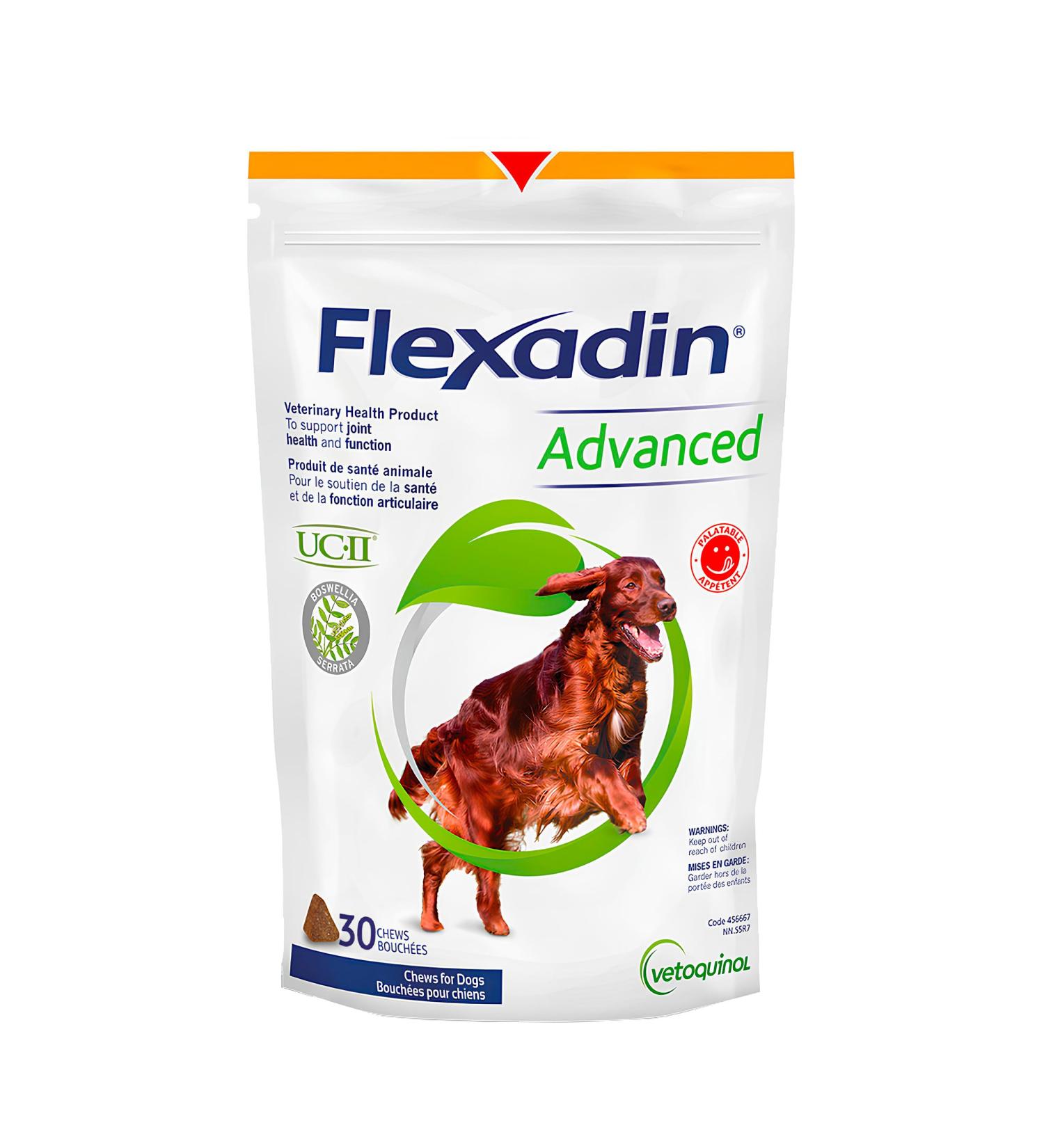 Vetoquinol Flexadin Advanced (with boswellia) Dog Joint Supplement One Unit a Day for Dogs 30 Chews - Buy Online on GoSupps.com