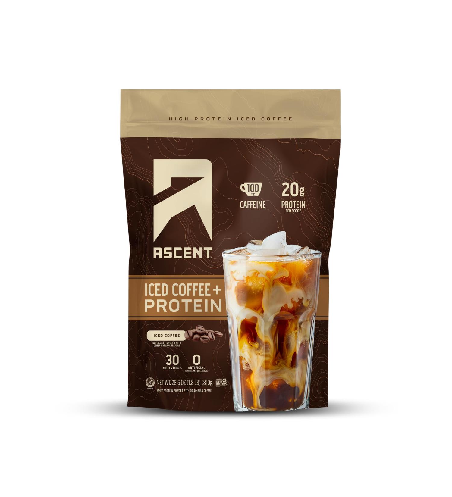 Ascent Iced Coffee Protein Powder - High Protein Coffee Powder 20 g Protein & 100 mg Caffeine - 30 Servings Iced Coffee 1.75 Pound (Pack of 1) - Buy Online on GoSupps.com