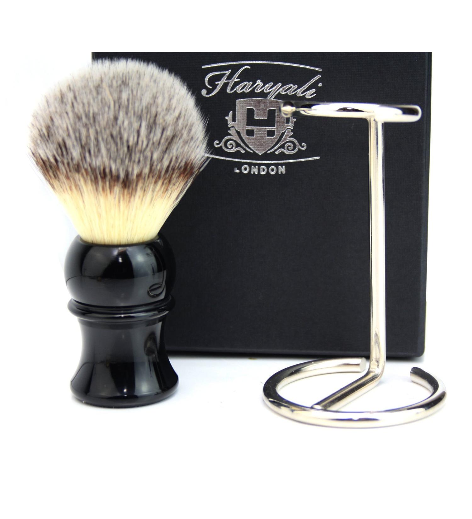 Luxury Shaving Brush Gift Set - Haryali London | Synthetic Hair Steel & Chrome Handle - Perfect Gift for Him - Buy Online on GoSupps.com