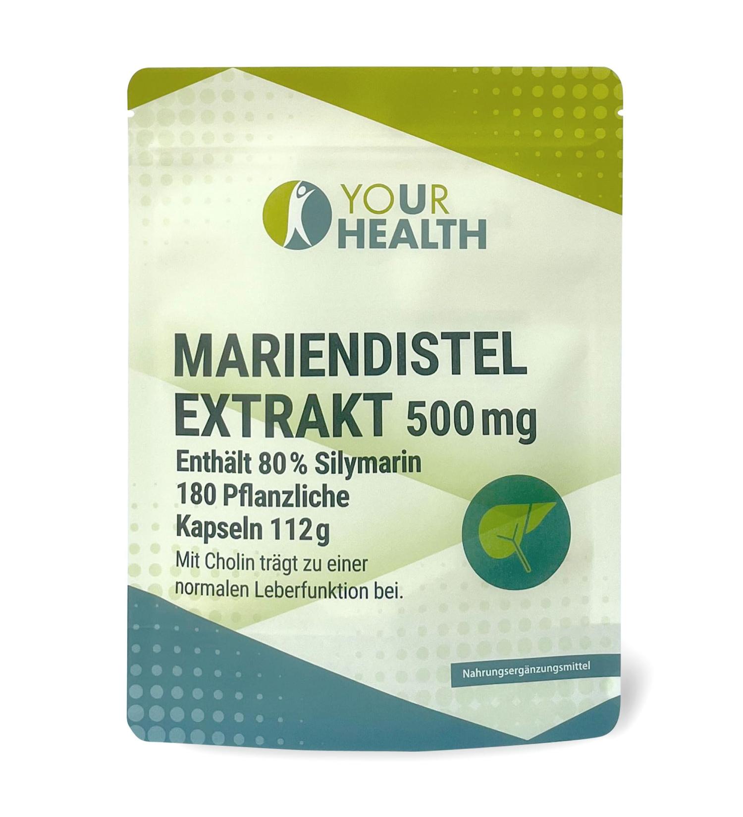 MILK THISTLE EXTRACT 500 mg 180 capsules contains 80% silymarin in vegetable capsules with choline