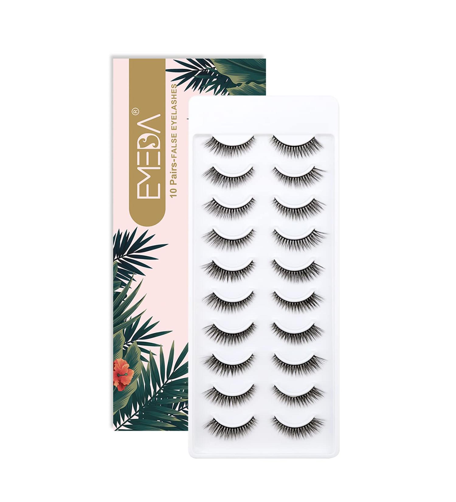 Emeda 3D Cat Wing False Eyelashes - Soft & Fluffy 10 Pairs of Natural Black Stripes Lashes (SK 17) | International Shipping Available - Buy Online on GoSupps.com