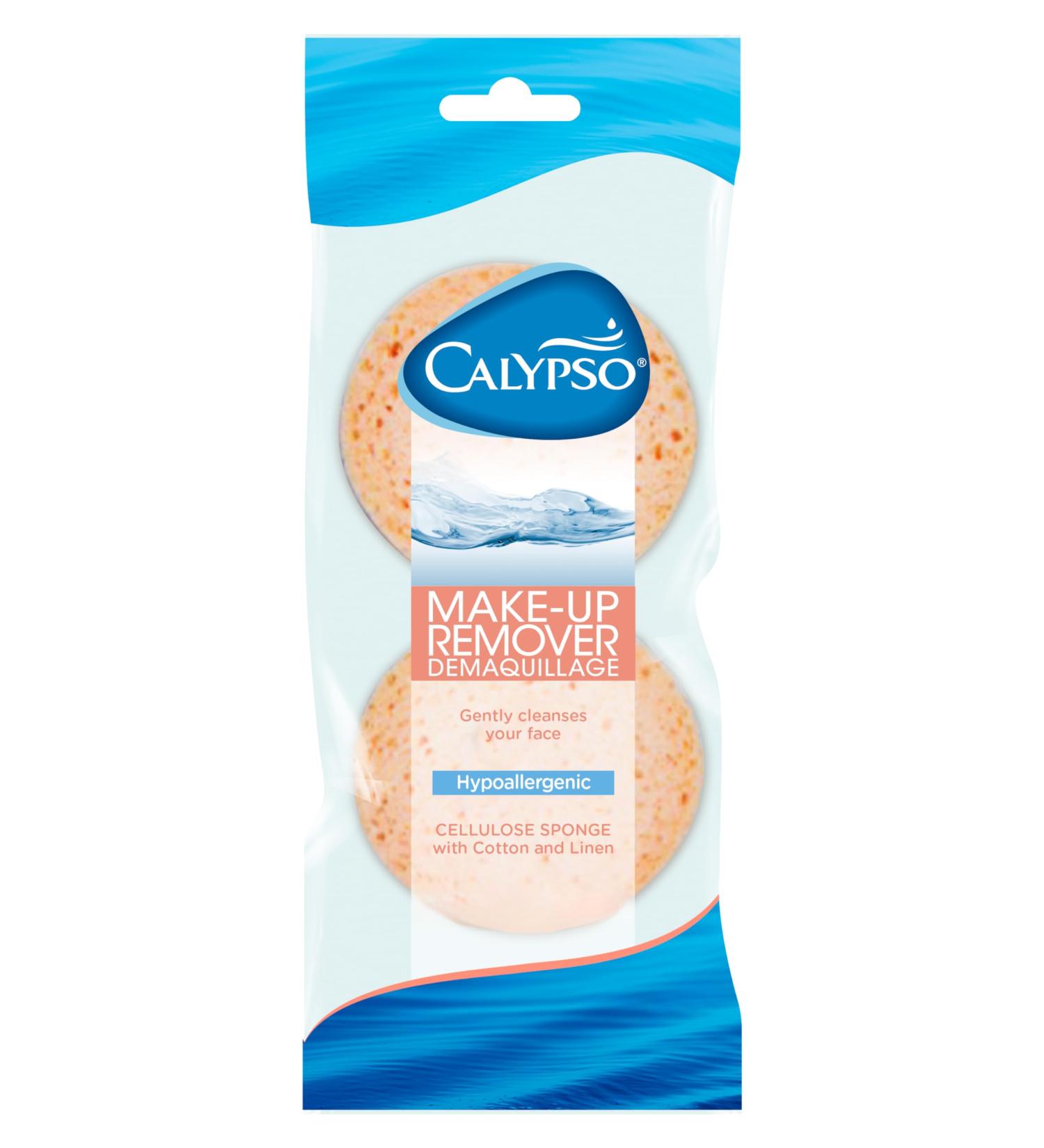 Calypso make-up remover biodegradable facial cleaning sponges with cotton and linen 1 x 2 pieces yellow 1 piece (2 Pack)
