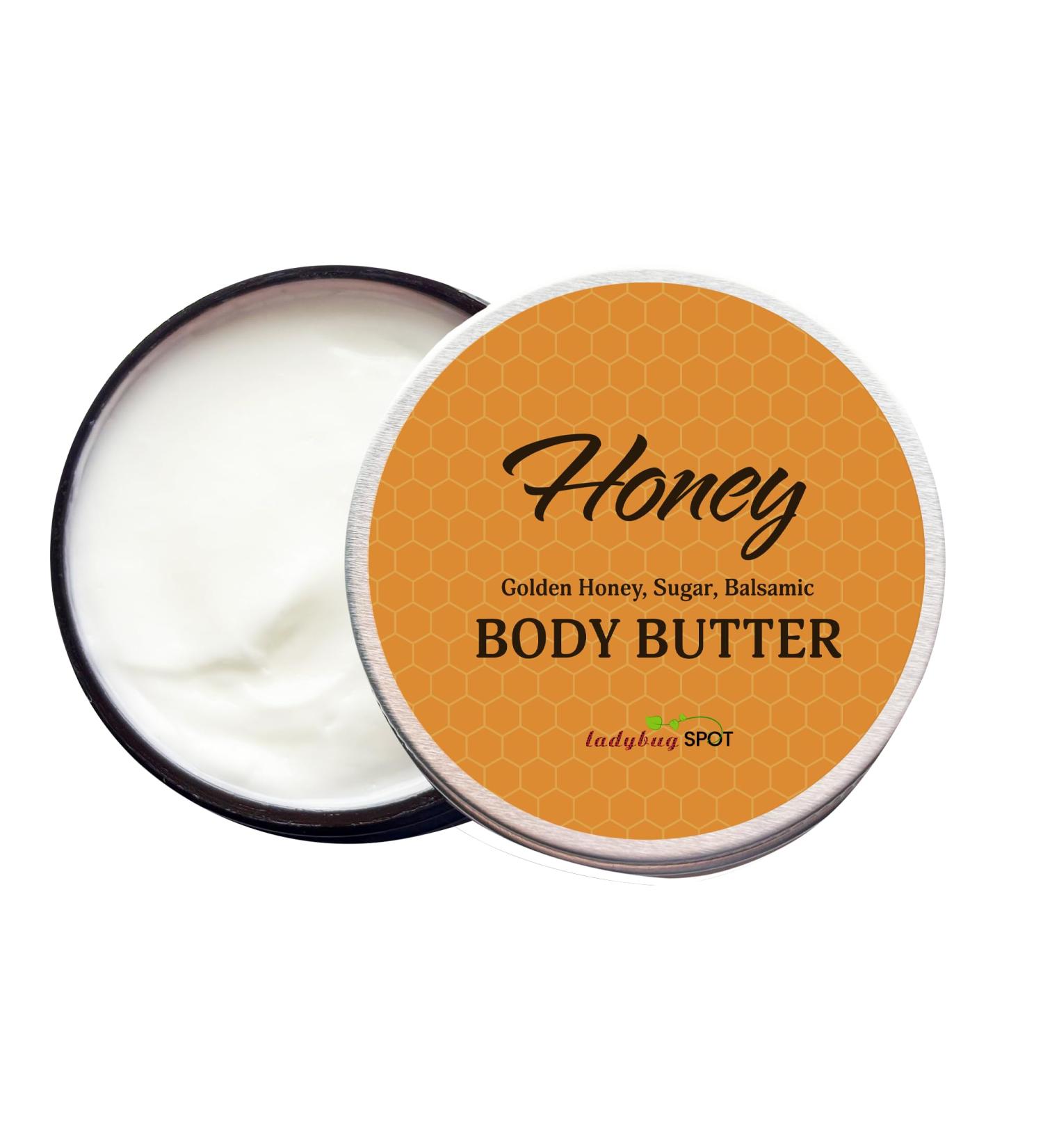 Ladybug Spot Honey Scent Body Butter | 2 oz Jar | 12% Shea Butter Coconut Oil Hyaluronic Acid Vitamins B5 & E | Non-Greasy Fast-Absorbing Moisturizer