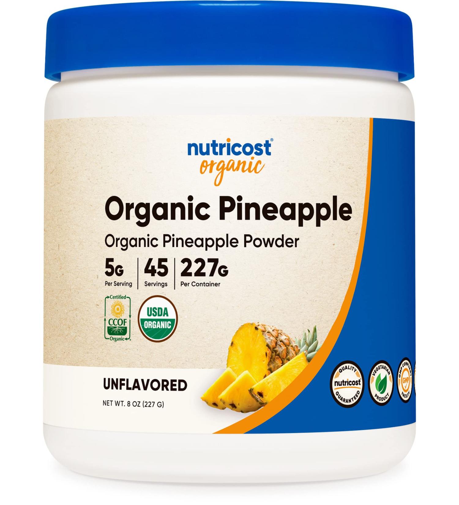 Nutricost Organic Pineapple Powder (8 OZ) - USDA Certified, Freeze Dried, Gluten Free - Buy Online on GoSupps.com