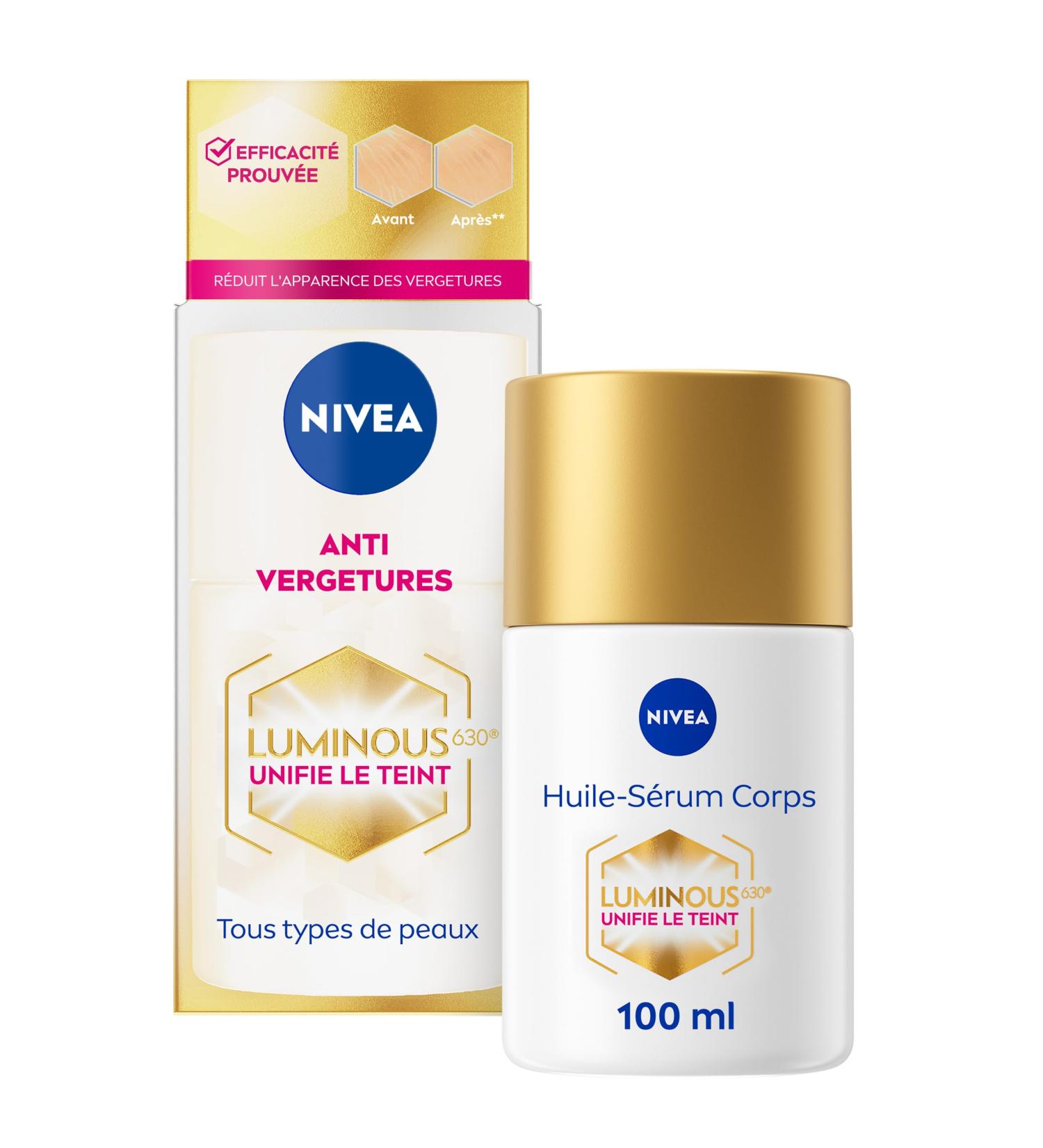 NIVEA Luminous630 Anti-Stretch Marks Body Oil (1 x 100 ml) Anti-Spot Body Care 48 Hour Hydration Reducer Stretch Marks Women's Care for All Skin Types - Buy Online on GoSupps.com