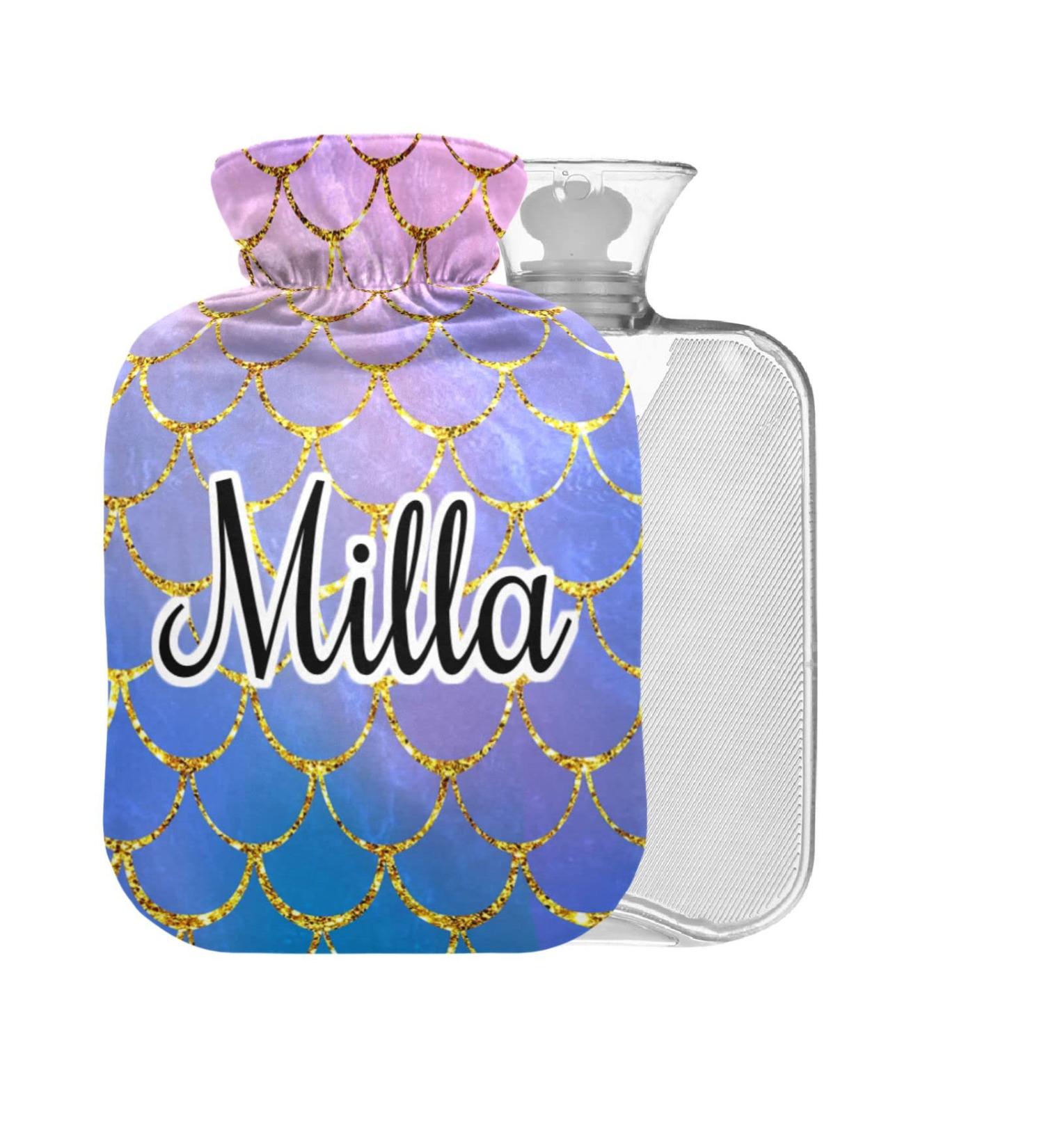 Personalized Colorful Mermaid Fishing Scales BPA-Free 2L Hot Water Bottle for Pain Relief | Hot & Cold Therapy - Buy Online on GoSupps.com