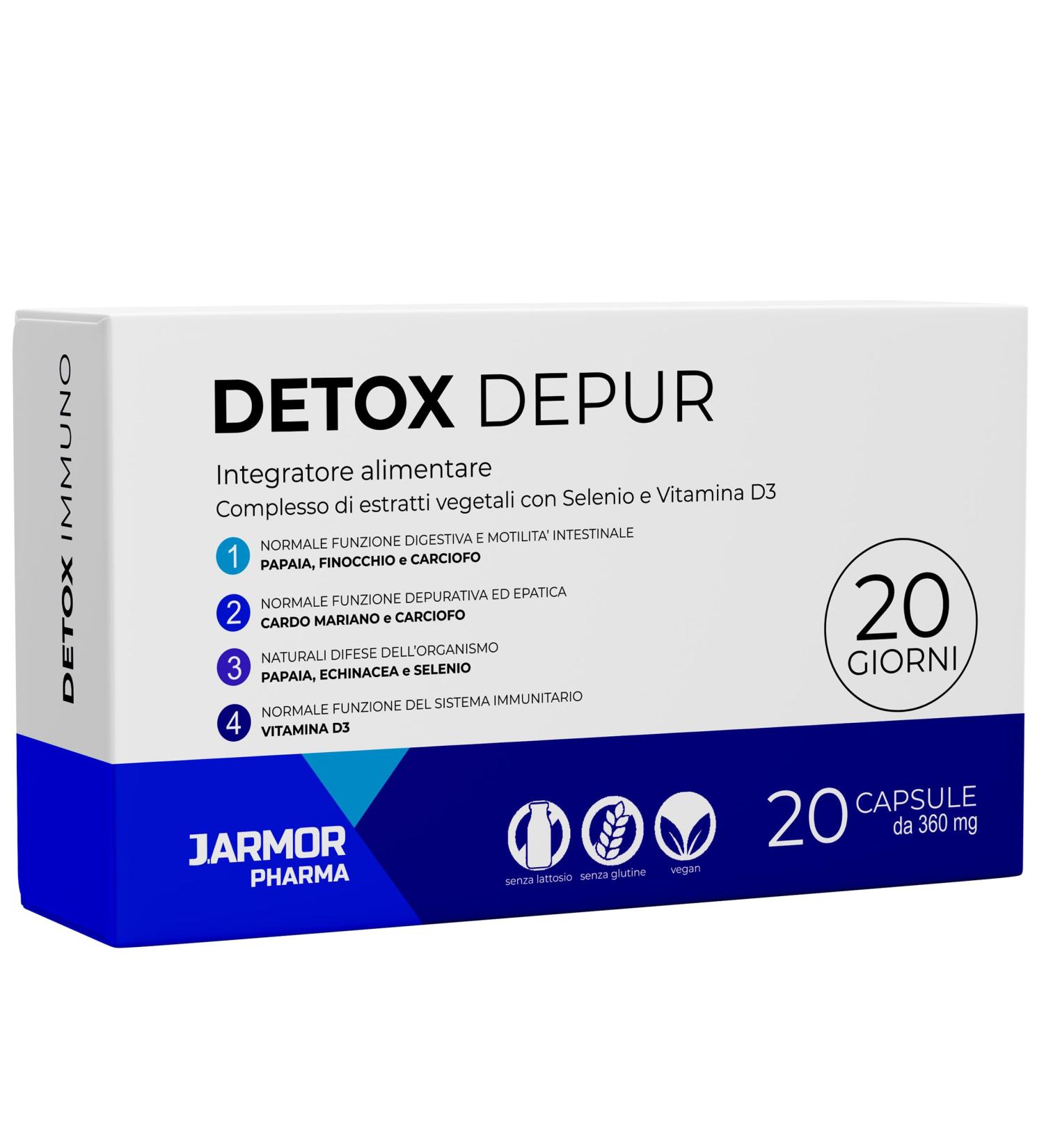 J.Armor Detox Depur - High Dose Milk Thistle & Artichoke Capsules | 20 Silymarin Capsules for Liver Health - International Shipping Available - Buy Online on GoSupps.com