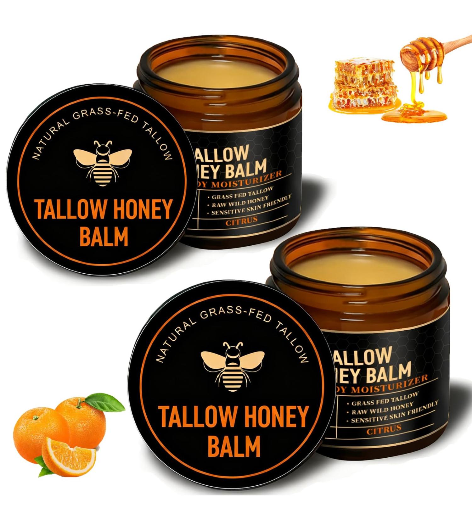 2PCS Organic Beef Tallow for Skin Grass Fed Tallow and Honey Balm for Face Tallow Face Moisturizer with Raw Honey Natural Soothing Moisturizing Cream for Dry Sensitive Skin(Citrus) 2PC-Citrus - Buy Online on GoSupps.com