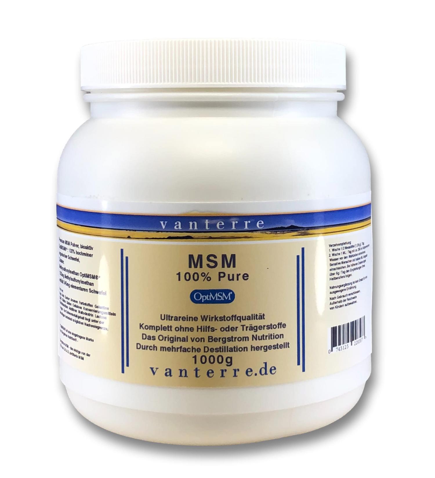  vanterre van t e r e - Bergstrom OptiMSM * The purest safest and most sustainable MSM in the world - 1000 g Pure OptiMSM  - Buy Online on GoSupps.com
