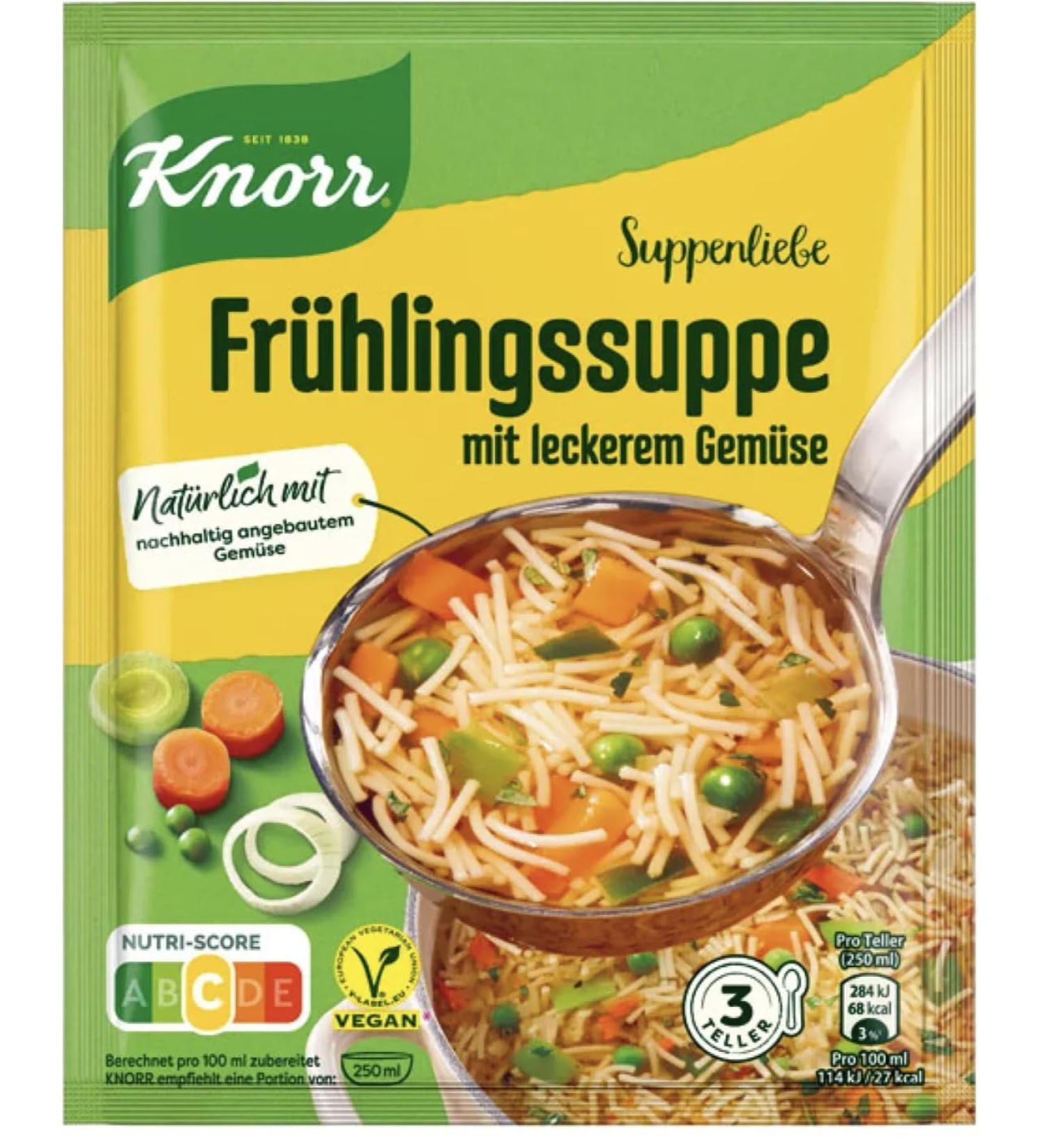 Spring soup with delicious vegetables - Soupliebe - 3 servings - 750ml - German soup for quick preparation no additives springtime with delicious vegetables - Compatible with Knorr - 92g