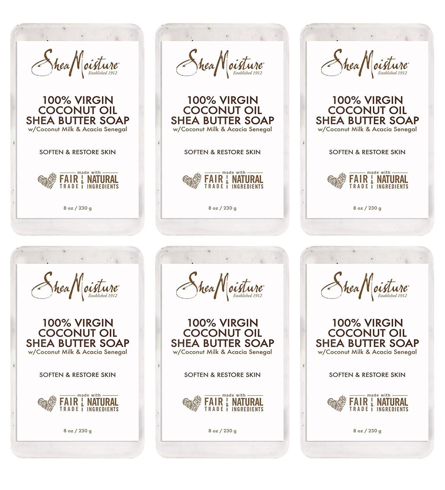 SheaMoisture Shea Butter Body Wash Bar Soap - 6 Pack | Softens & Restores with 100% Virgin Coconut Oil & Acacia Senegal | 8 Oz Bar - Buy Online on GoSupps.com