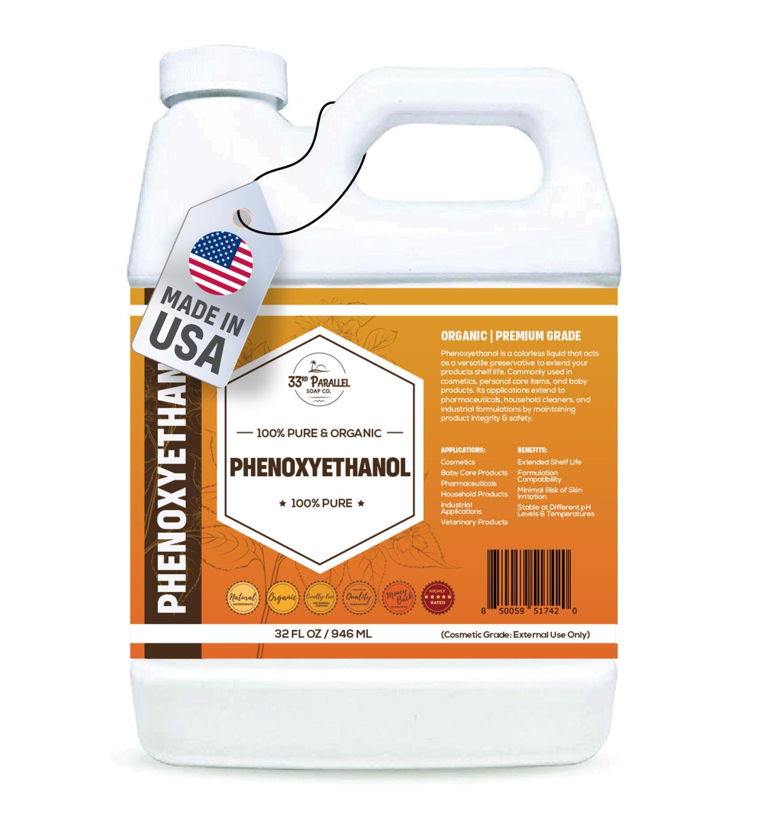 PHENOXYETHANOL Preservative Liquid (32 oz) Paraben-Free Formaldehyde-Free Water & Oil Soluble | Suitable for Soap Making, Lotions, Conditioners, Creams | Keeps Products Fresh & Safe | 32 Ounces - Buy Online on GoSupps.com