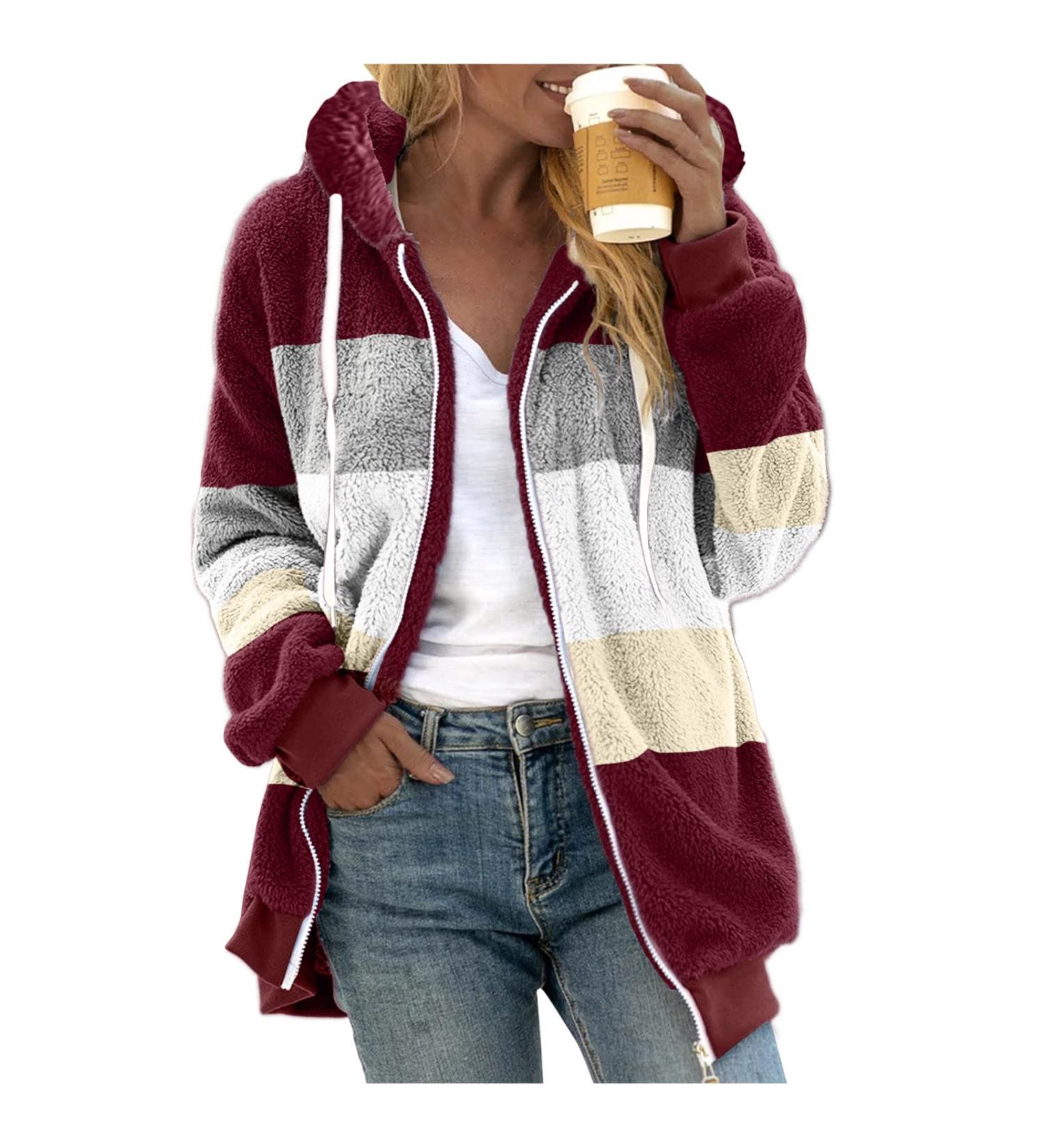 Shop Hanxiulin Oversized Winter Coat - Plush Jacket & Hoodie for Women | Warm Windproof Fluffy in B-Wine - Size 3XL & Color Variants - Buy Online on GoSupps.com