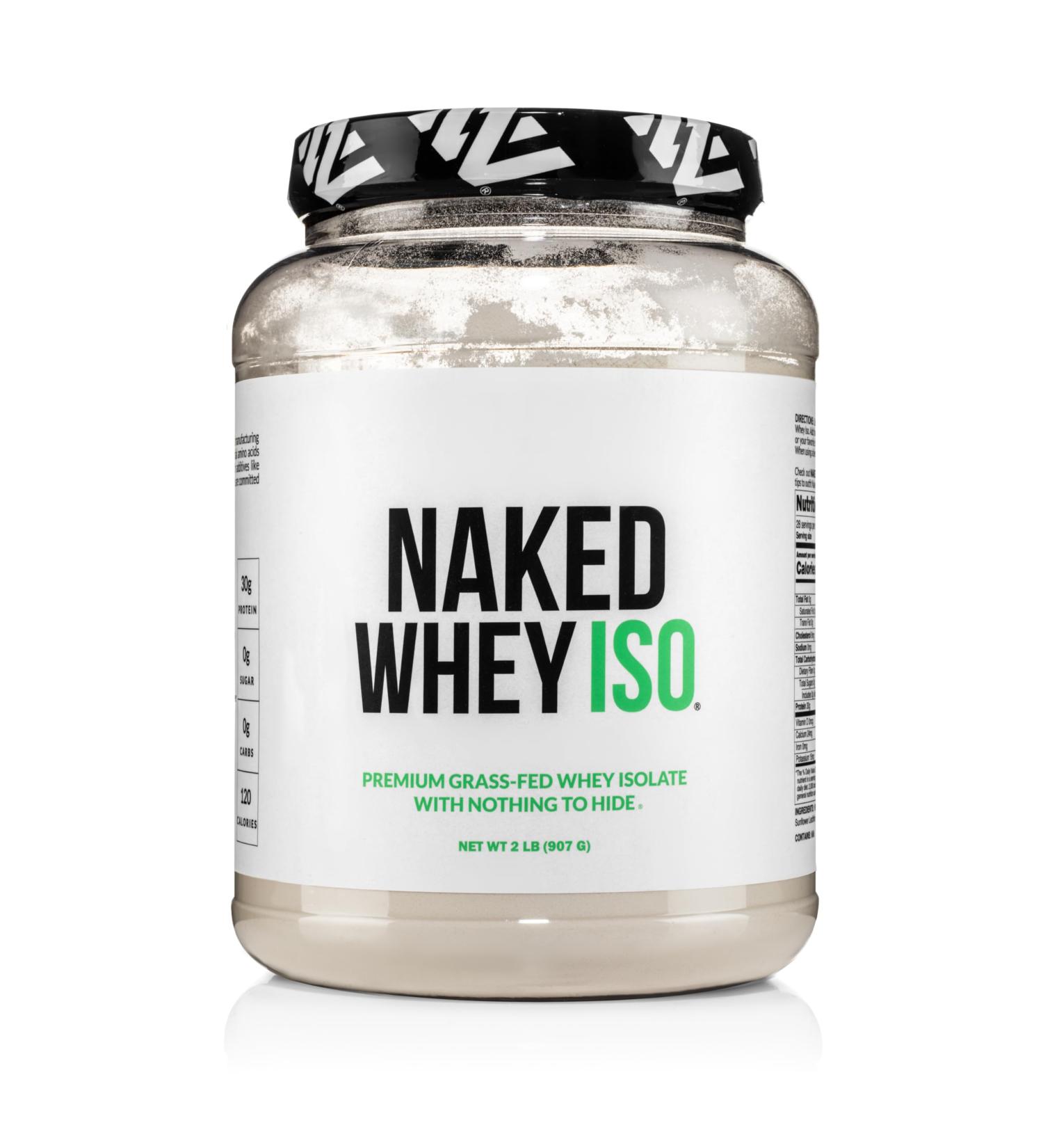 NAKED Whey Isolate Protein - Only 2 Ingredients 30g Grass-Fed Protein Zero Carb Unflavored Undenatured Non-GMO No Soy Gluten-Free No Preservatives - 28 Servings - Buy Online on GoSupps.com