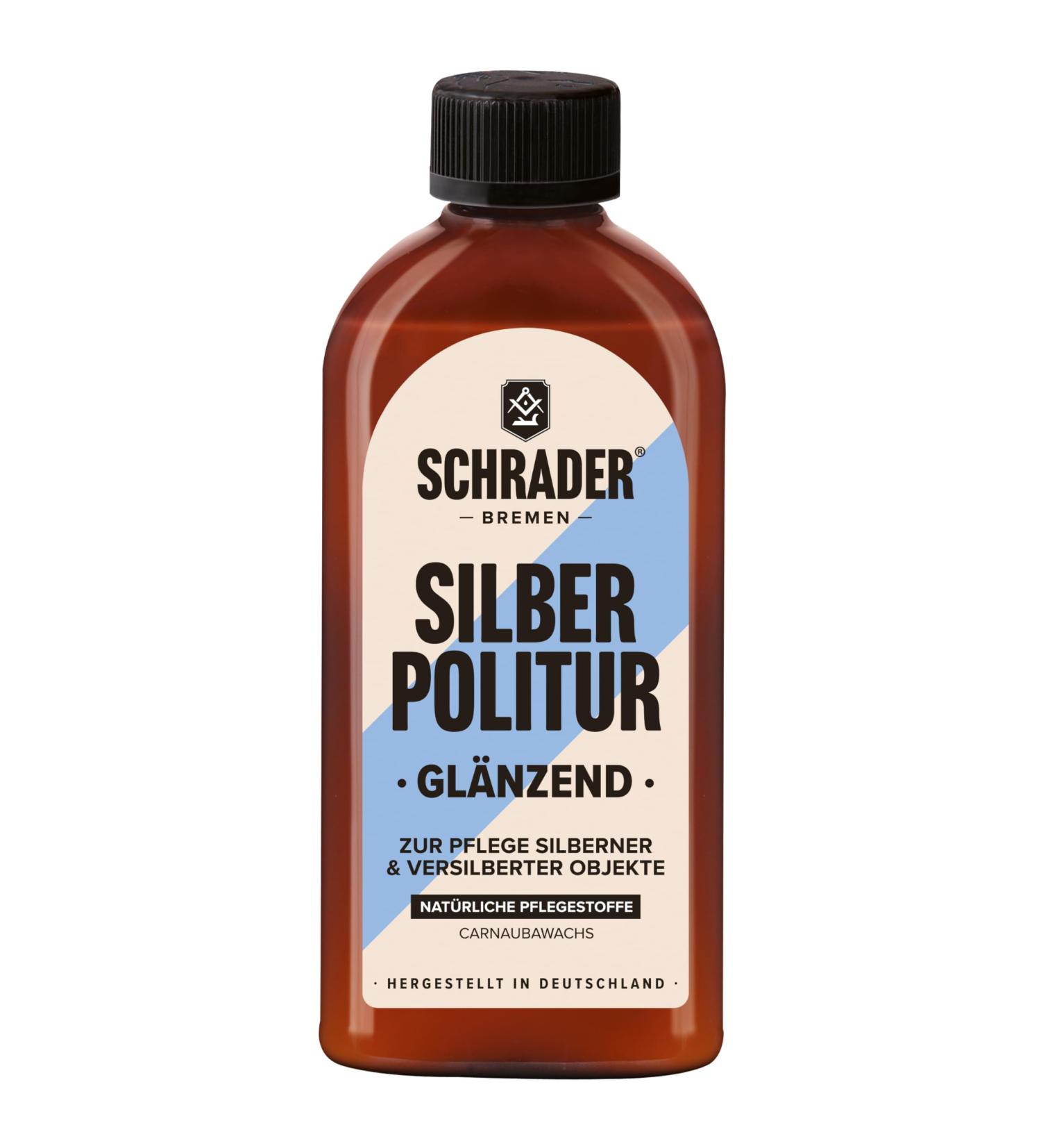 Schrader Silver Polish Glossy - Premium Silver Cleaner & Polish with Carnauba Wax - 250ml Made in Germany for International Shipping - Buy Online on GoSupps.com
