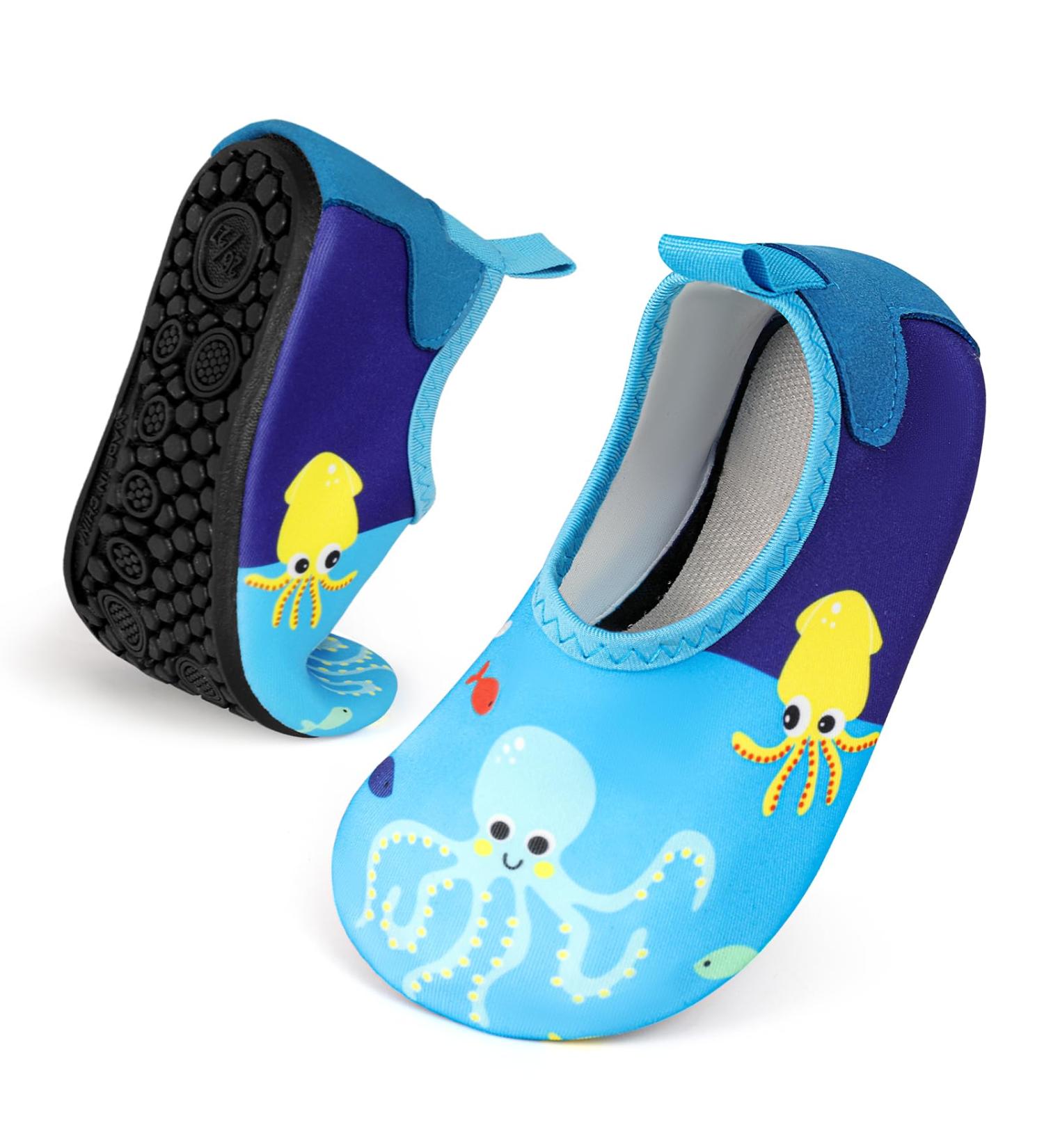 Comfyouth Fast Drying Water Shoes for Kids | Aquasqua Beach Shoes | Summer Slippers EU 24/25 - Blue Octopus Design - Buy Online on GoSupps.com