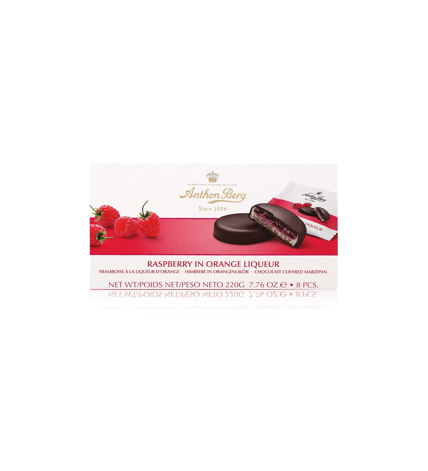 Anthon Berg Fruit in Marzipan - Raspberry in Orange Liqueur 220g | Buy Pack of 6 | International Shipping - Buy Online on GoSupps.com