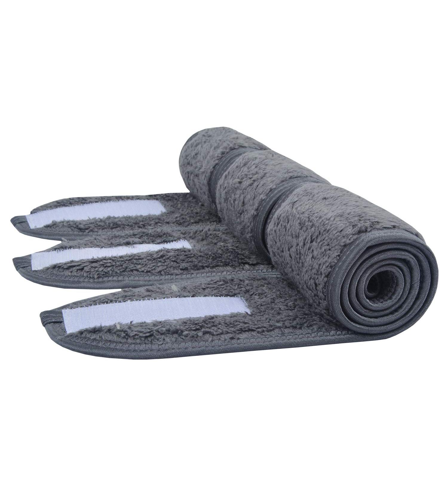 Kinhwa Cosmetics Headband Set - Terry Microfiber Hair Protection Bands with Velcro for Makeup Sports & Yoga - Washable 3-Pack in Dark Gray - Buy Online on GoSupps.com