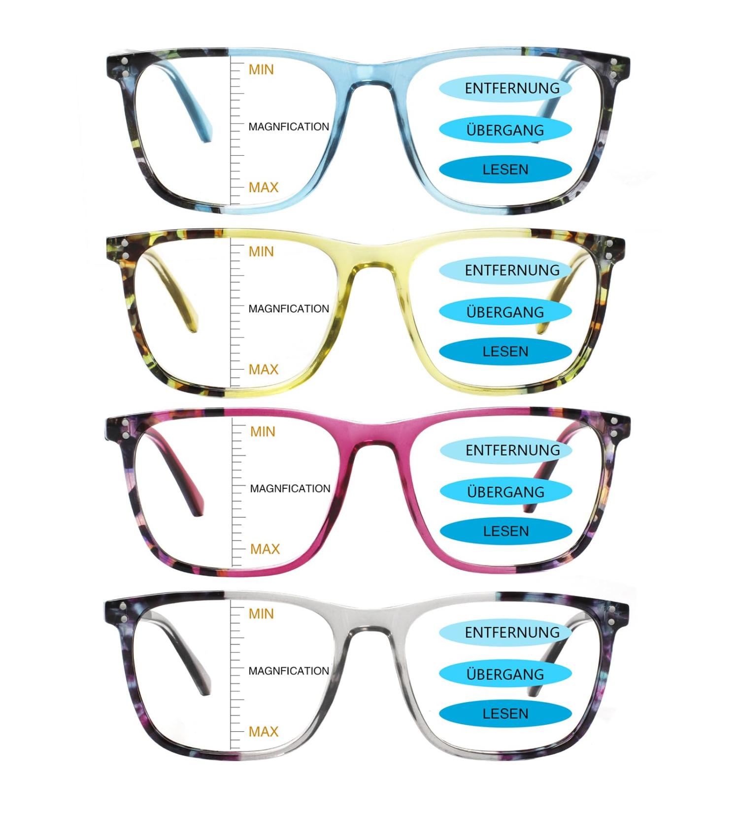 COJWIS 4 Pack Multifocal Reading Glasses for Men - Blue Light Filter Computer Glasses | Stylish 2.5x Magnification in 4 Colors - Buy Online on GoSupps.com